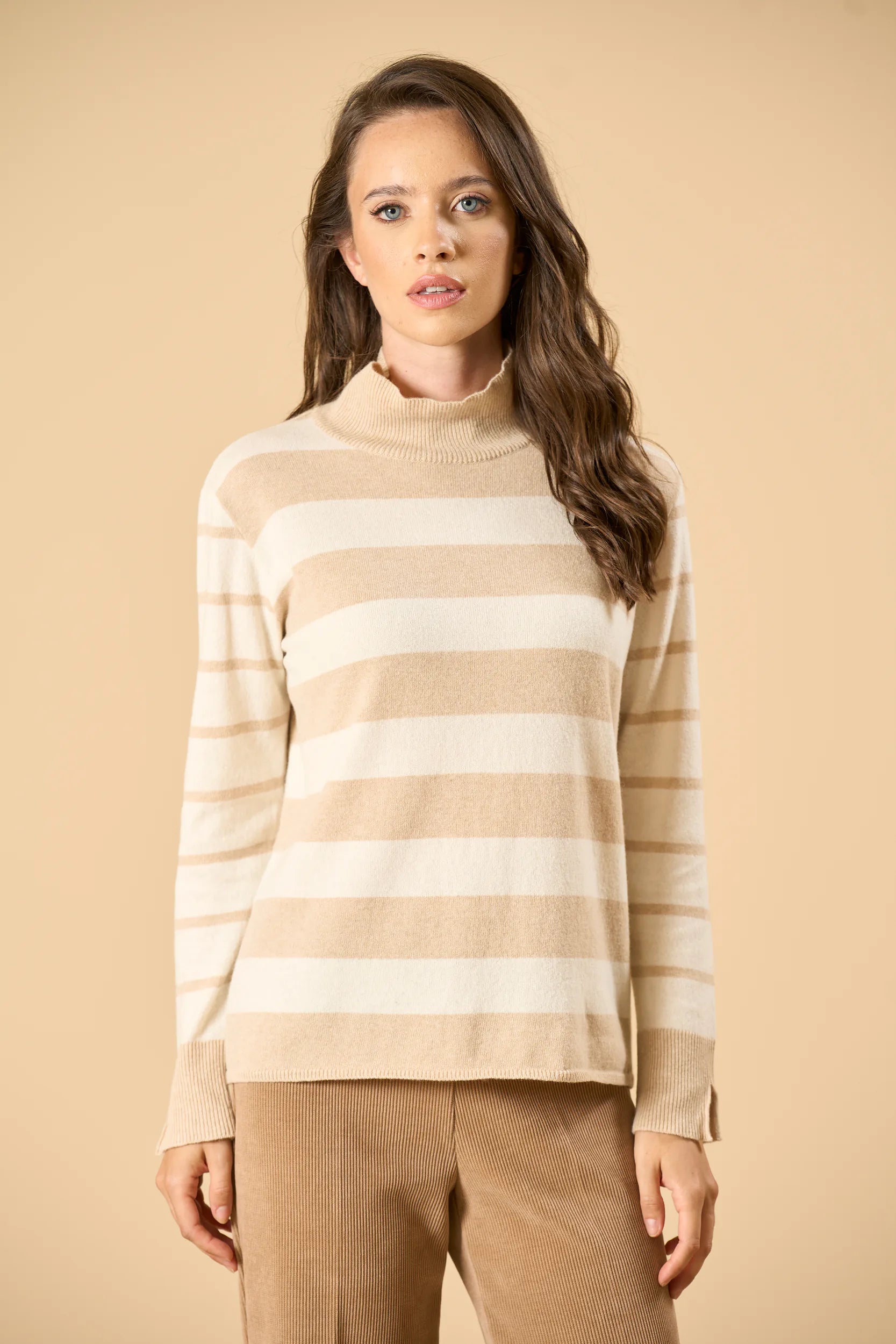Striped Turtleneck - Beige/Cream Angelico 4