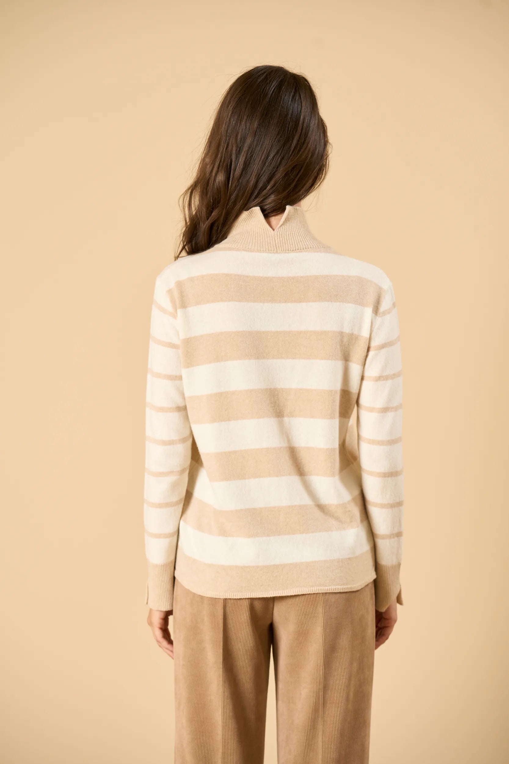 Striped Turtleneck - Beige/Cream Angelico 5