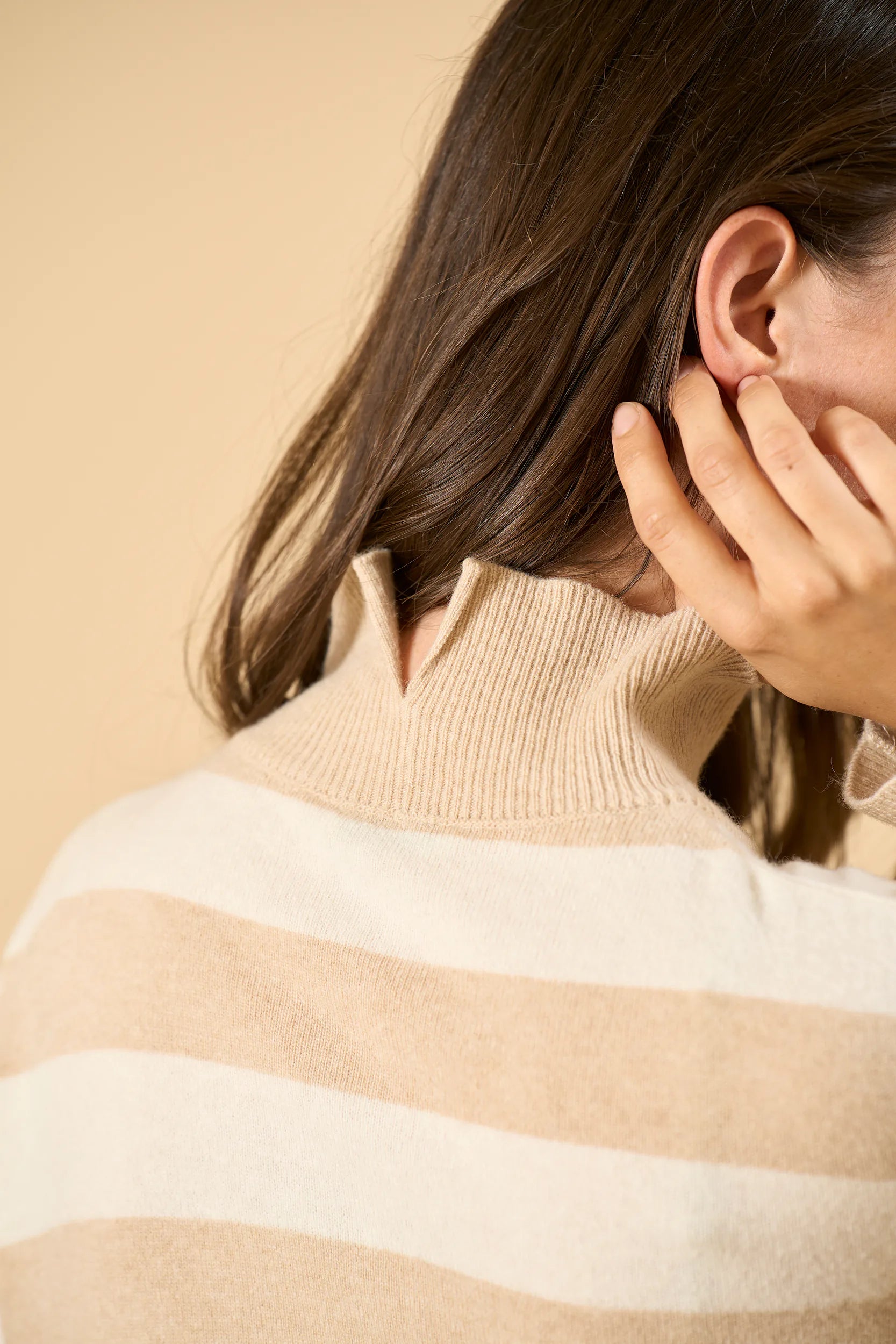 Striped Turtleneck - Beige/Cream Angelico 2