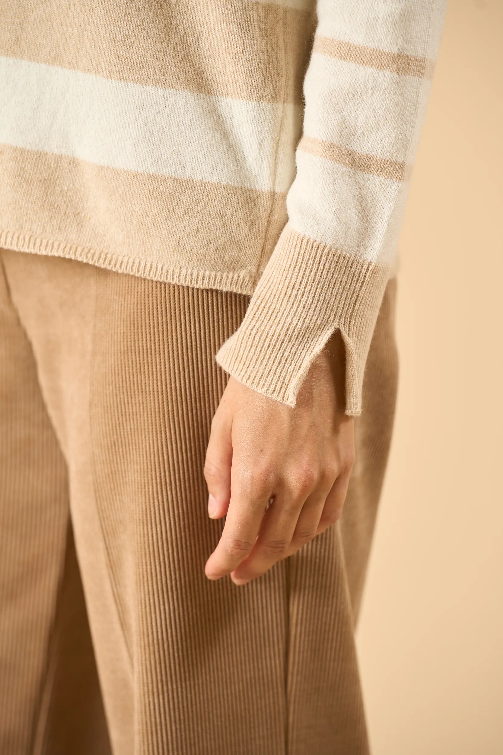 Striped Turtleneck - Beige/Cream Angelico 3