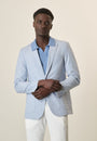 Giacca azzurra cielo canvas cotone lino custom fit