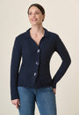 Giacca maglia blu cotone grana di riso