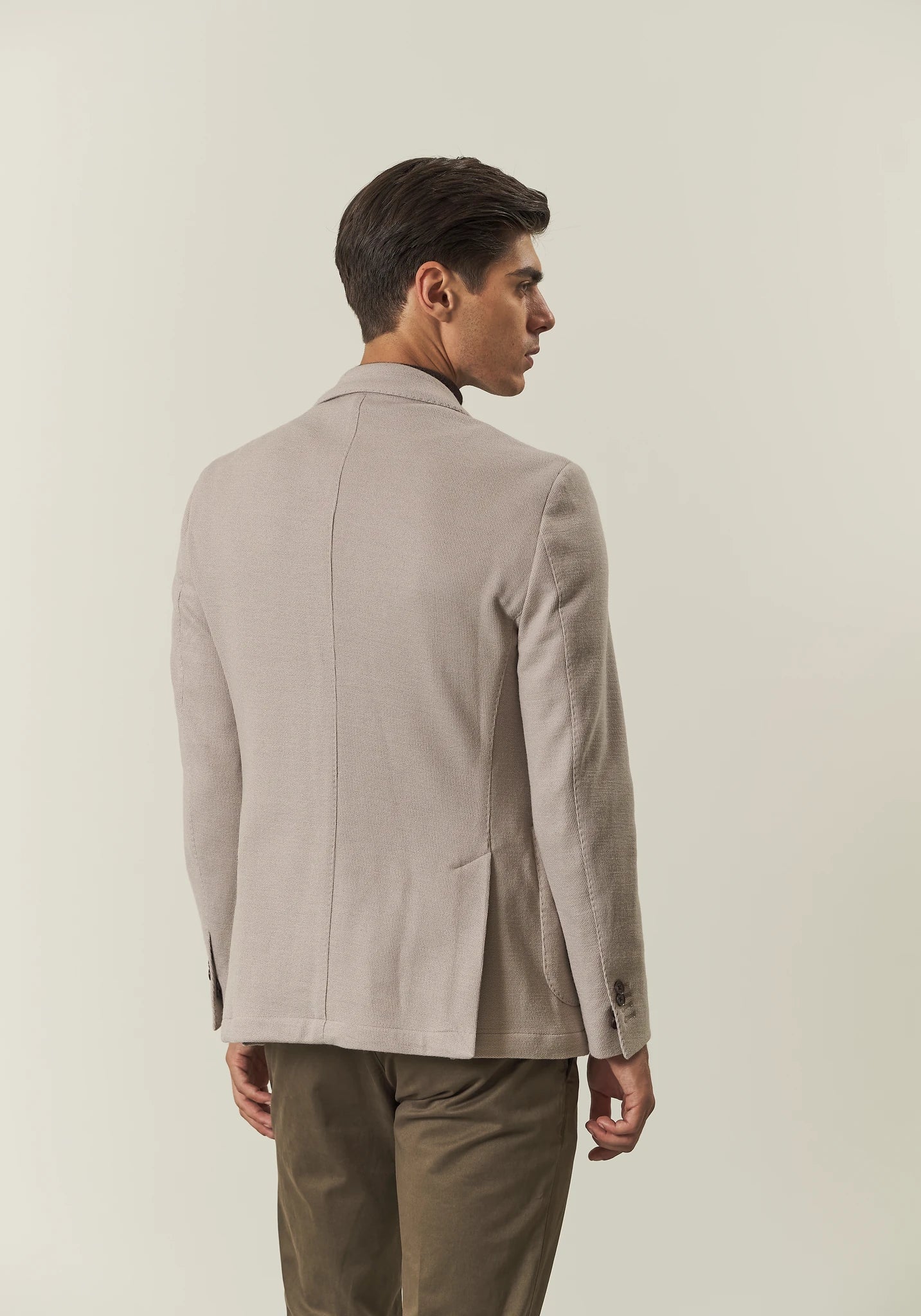 Giacca beige decostruita jersey misto lana custom fit-Angelico
