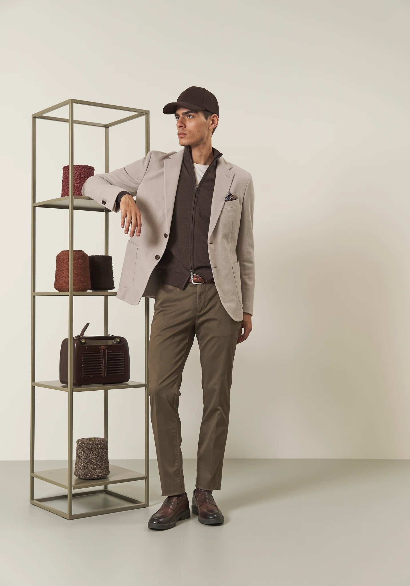Giacca beige decostruita jersey misto lana custom fit-Angelico