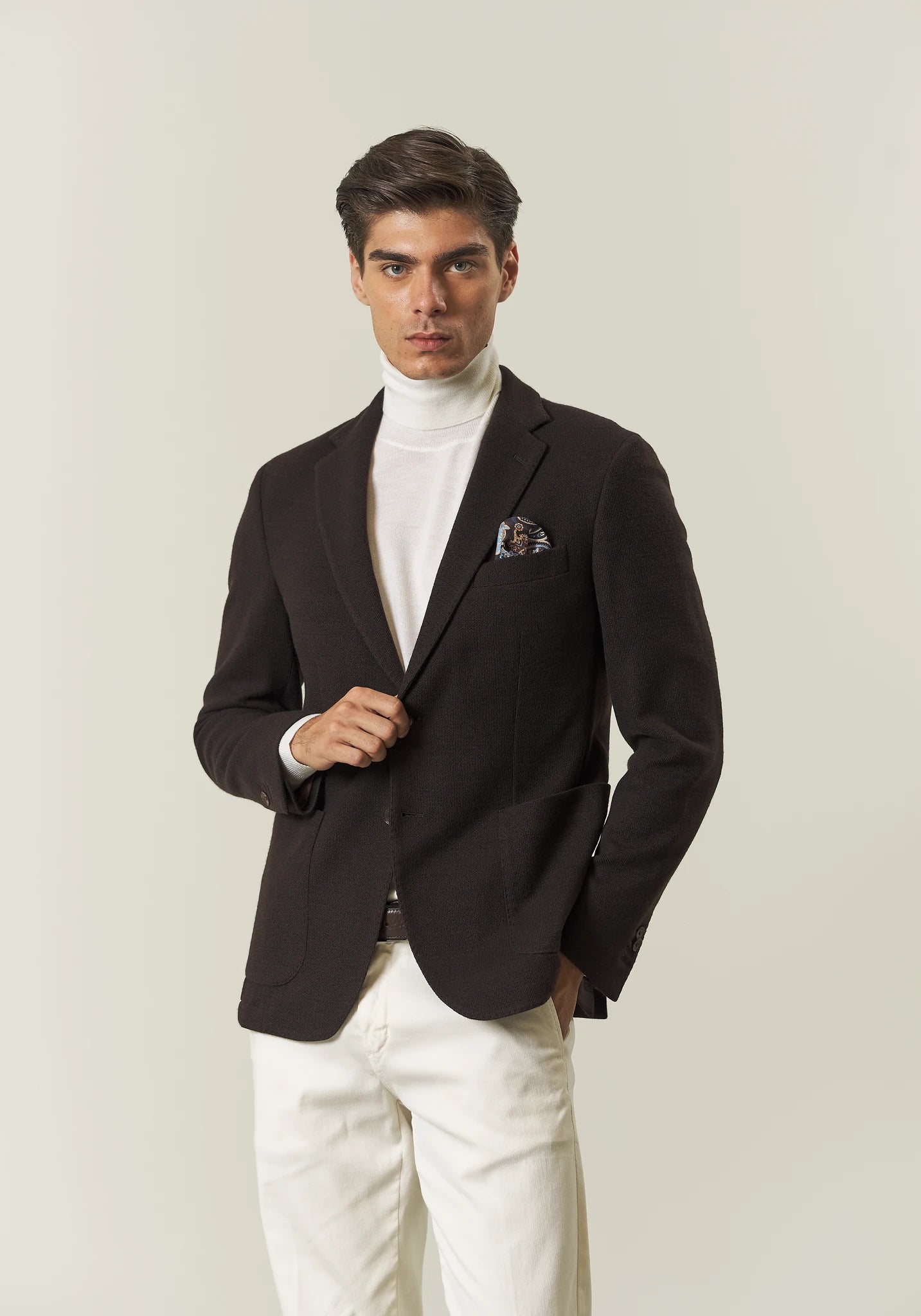 Giacca marrone decostruita jersey misto lana custom fit-Angelico