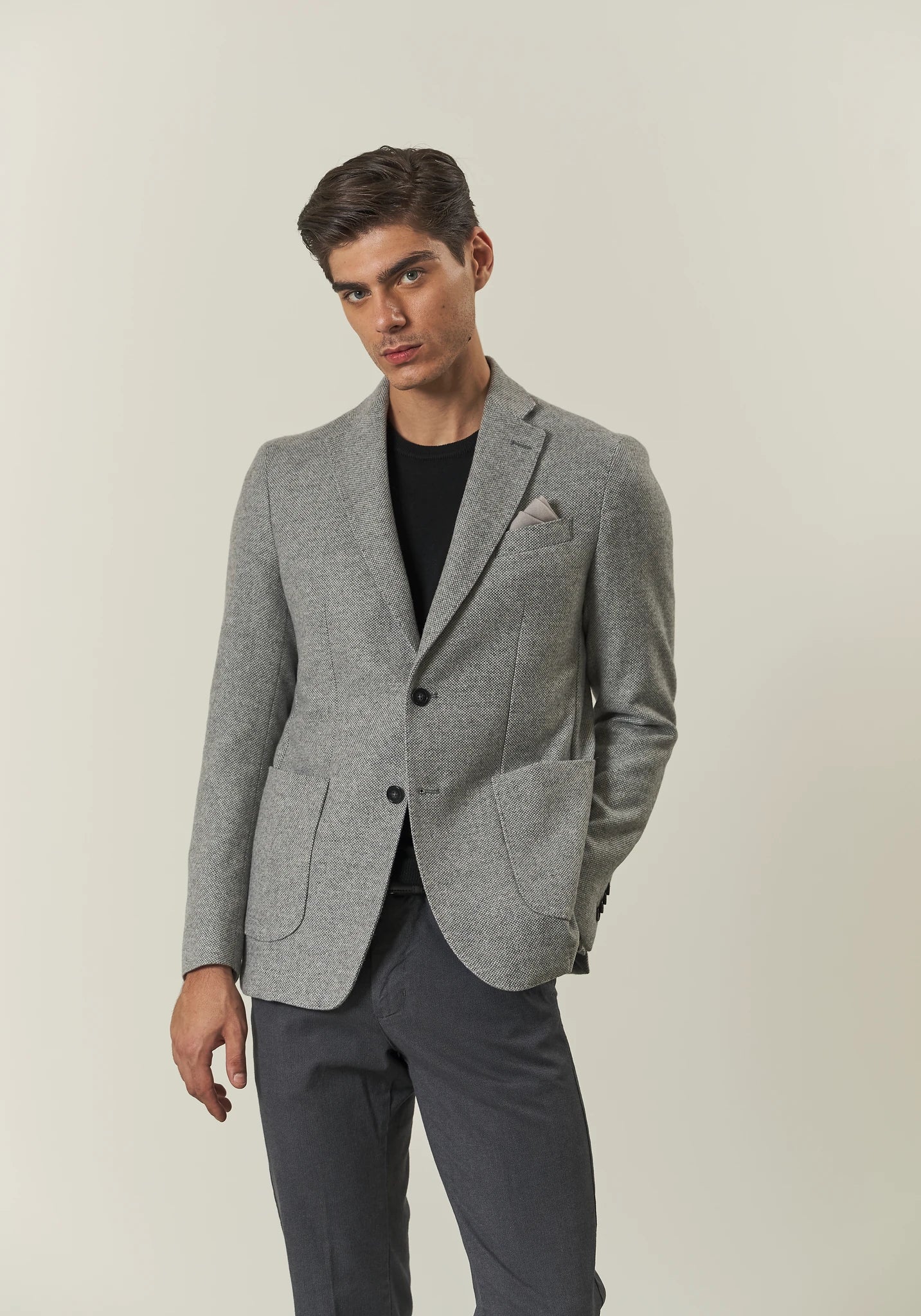 Giacca beige decostruita sale pepe custom fit-Angelico