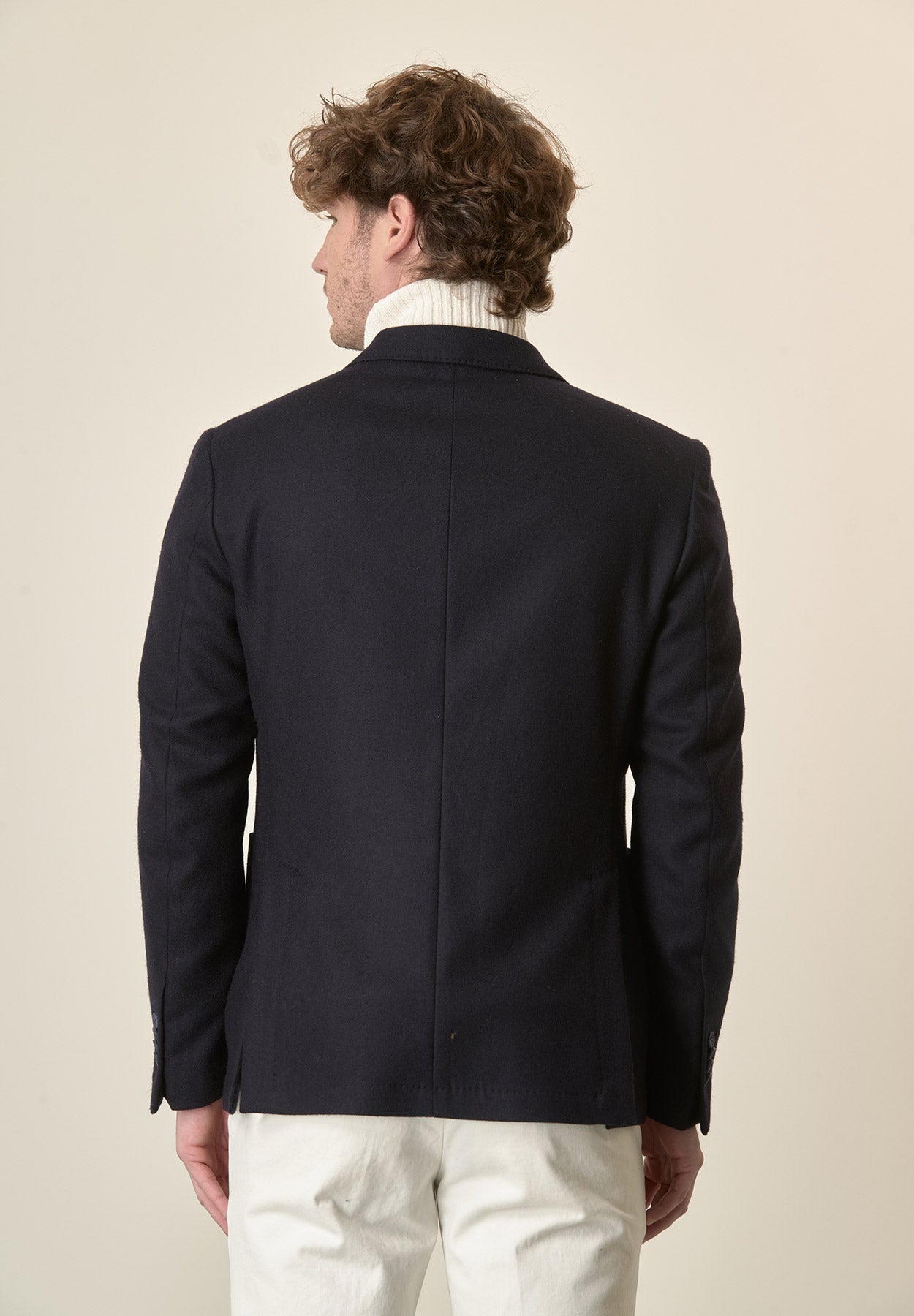 Giacca blu con pettorina lana vergine custom fit-Angelico