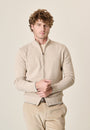 Maglia beige zip misto lana moulinè-Angelico