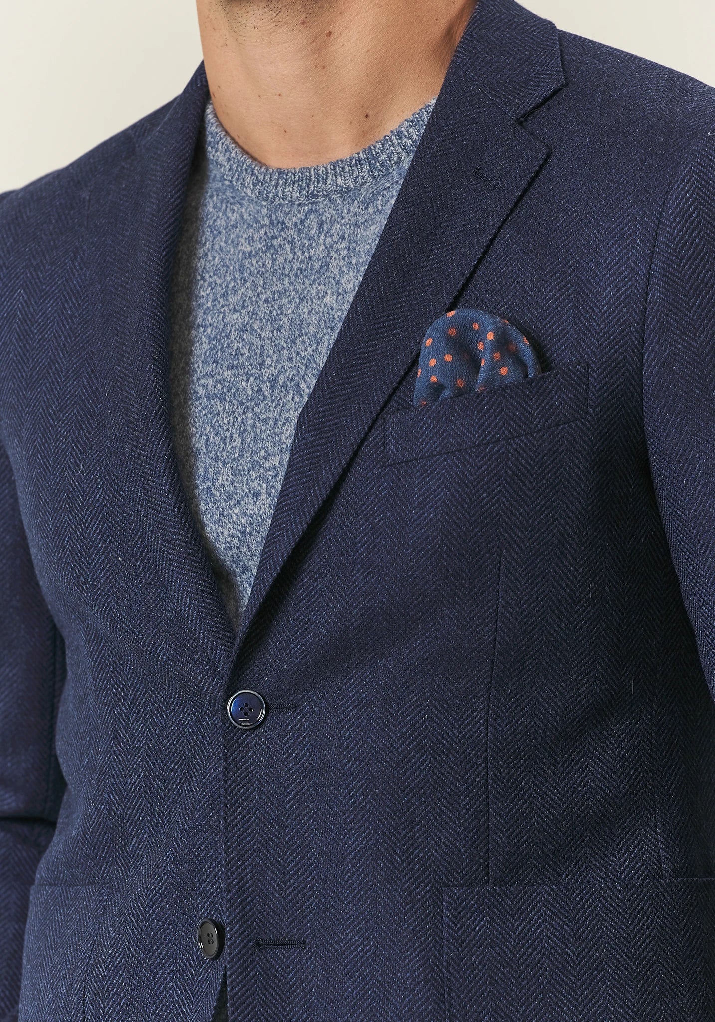 Giacca blu resca misto lana comfort fit-Angelico