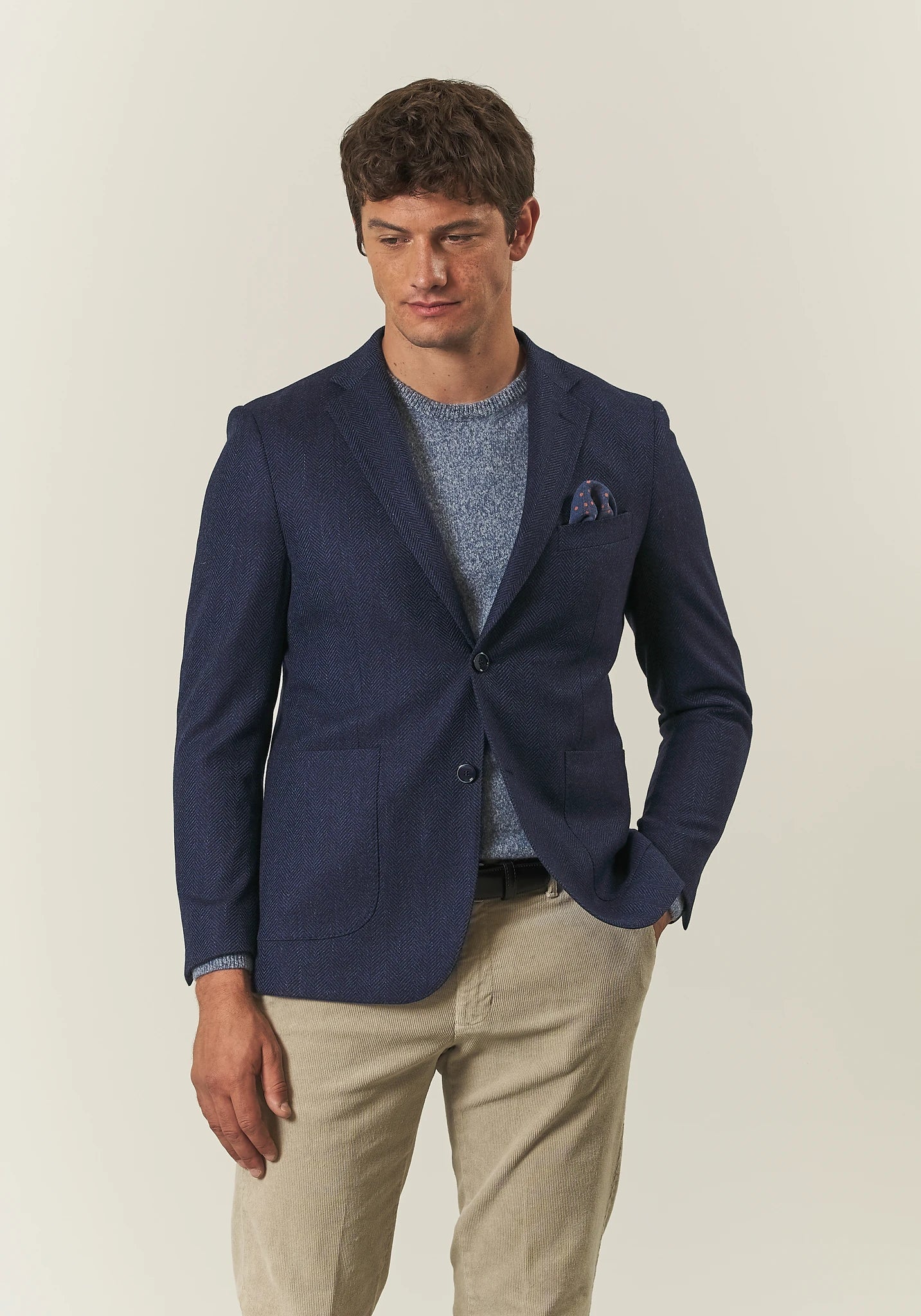 Giacca blu resca misto lana comfort fit-Angelico