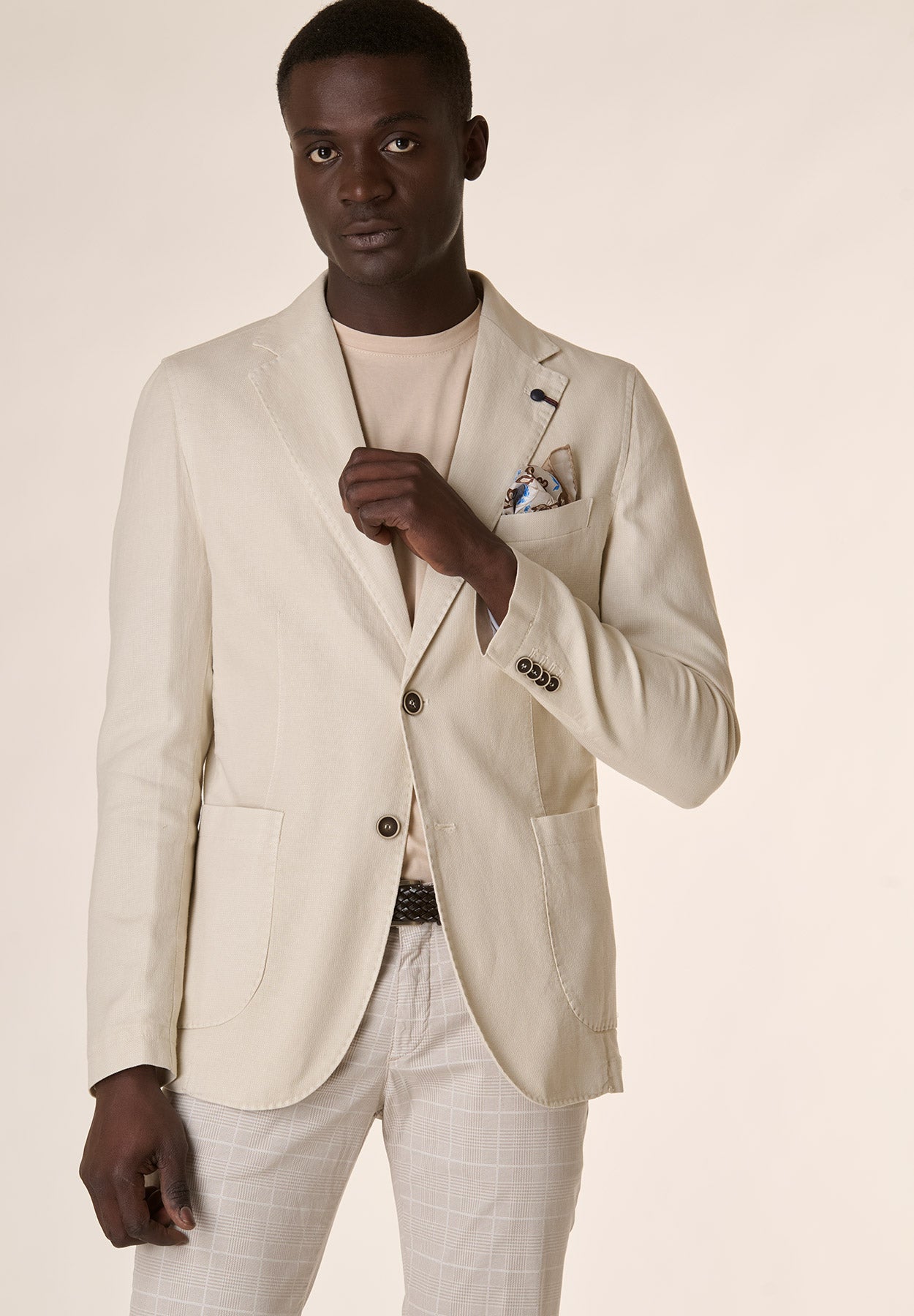 Cotton-linen custom-fit sand jacket