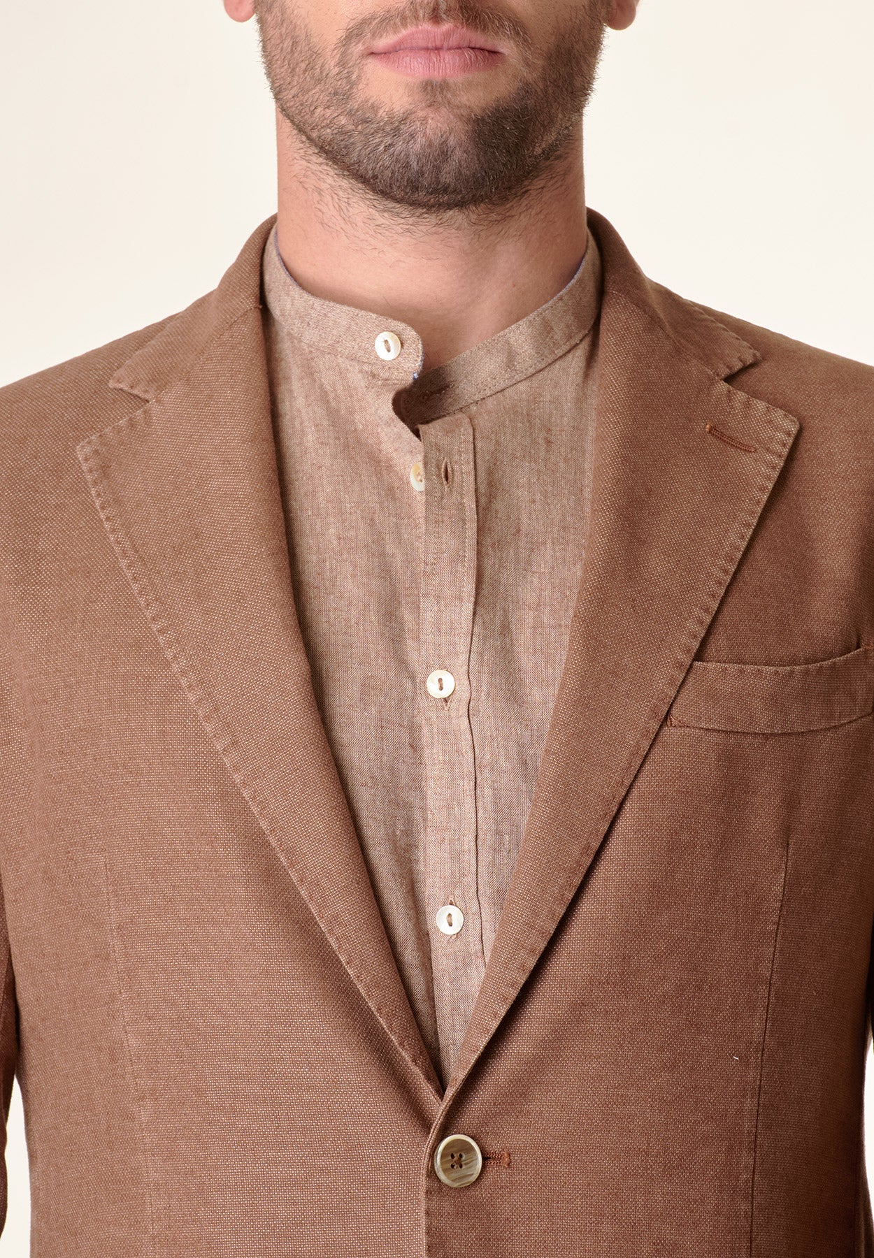 Tobacco jacket cotton-linen garment dyed custom fit