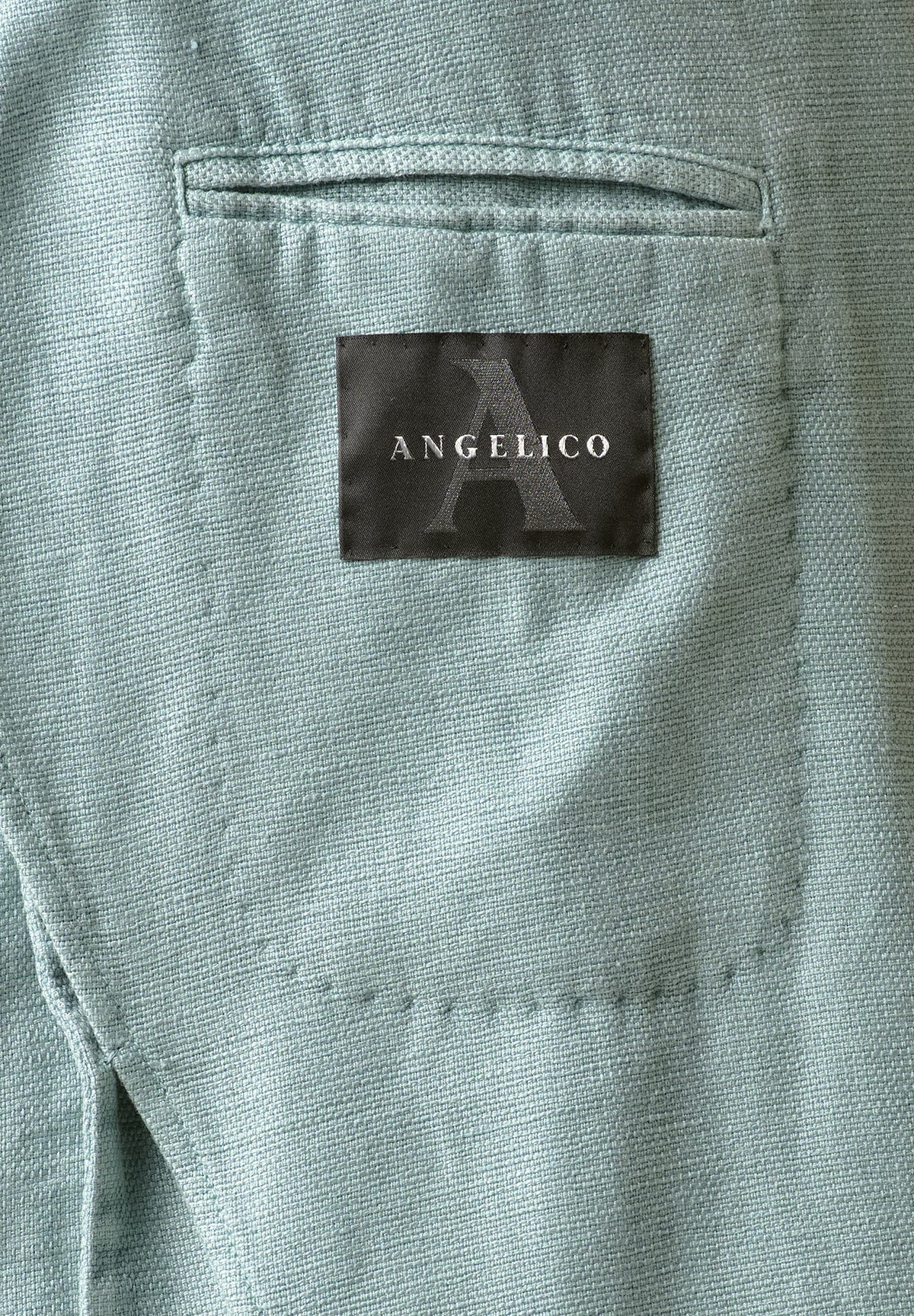 Aquagrüne, individuell geschnittene Jacke aus Leinen-Baumwolle