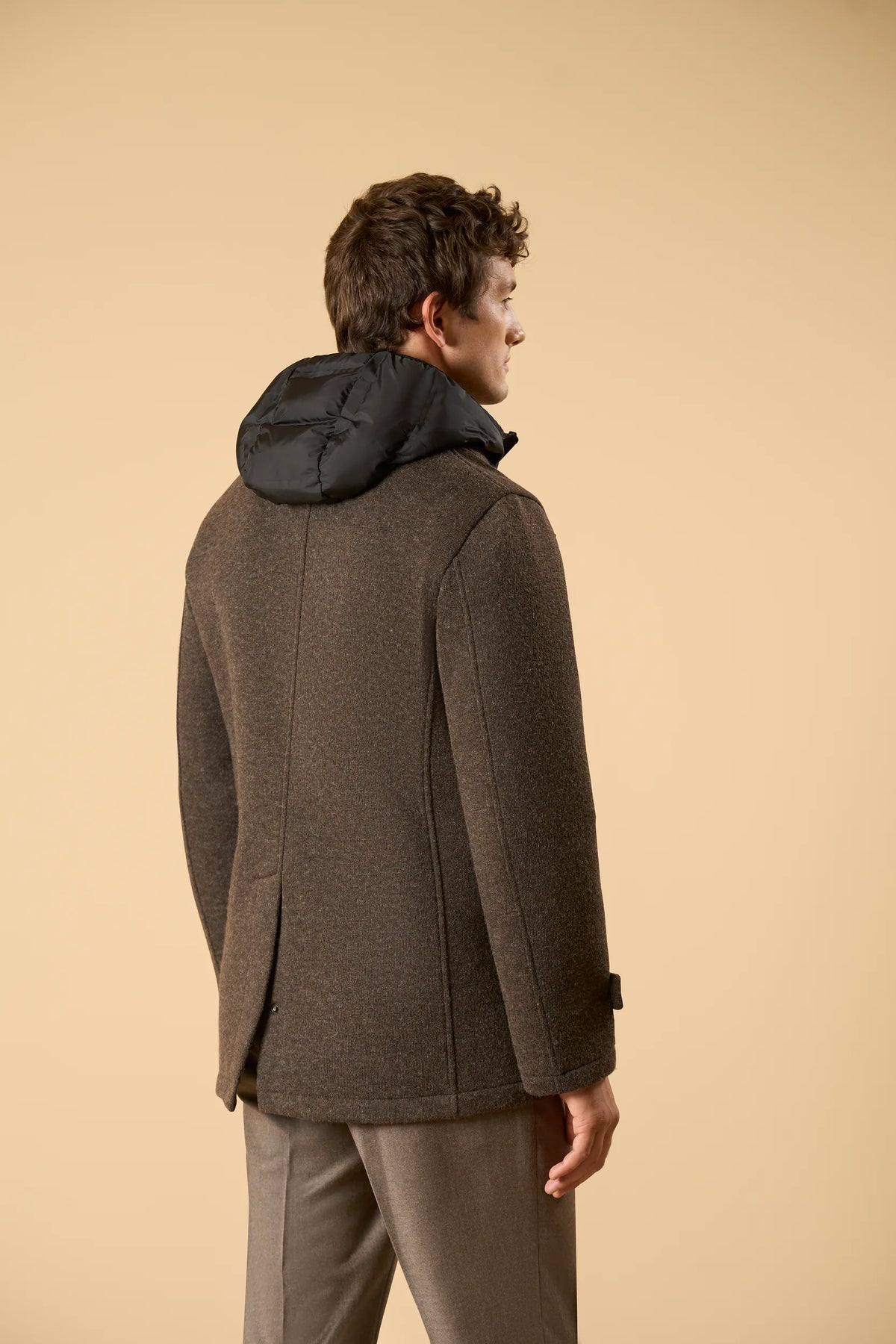 Dark brown jersey jacket with removable hood Angelico 6