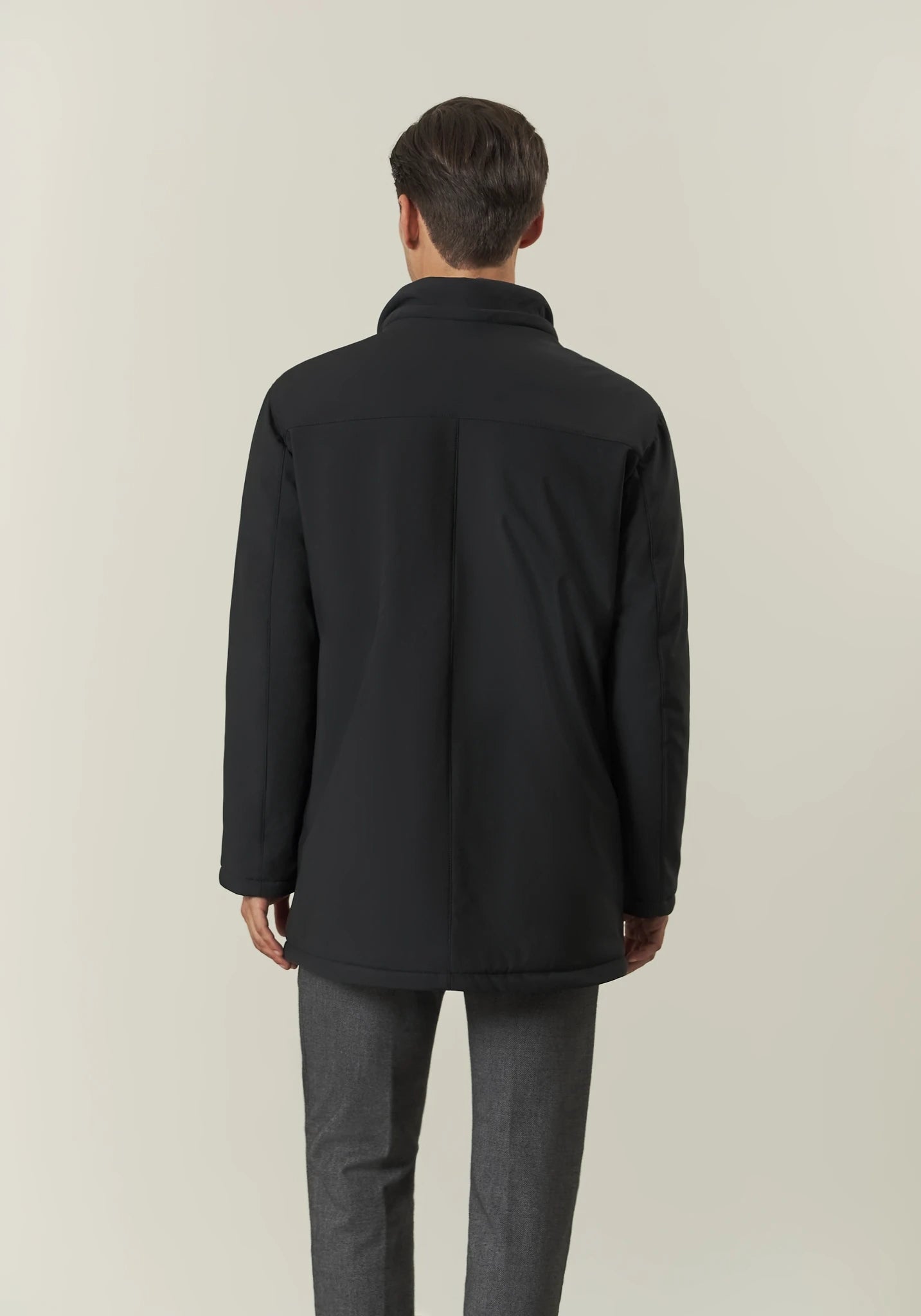 Giaccone nero trama leggera cappuccio staccabile Angelico 7