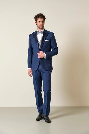 Medium blue wool custom fit tuxedo