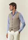 Gilet con bottoni beige lana merinos Lana Gatto