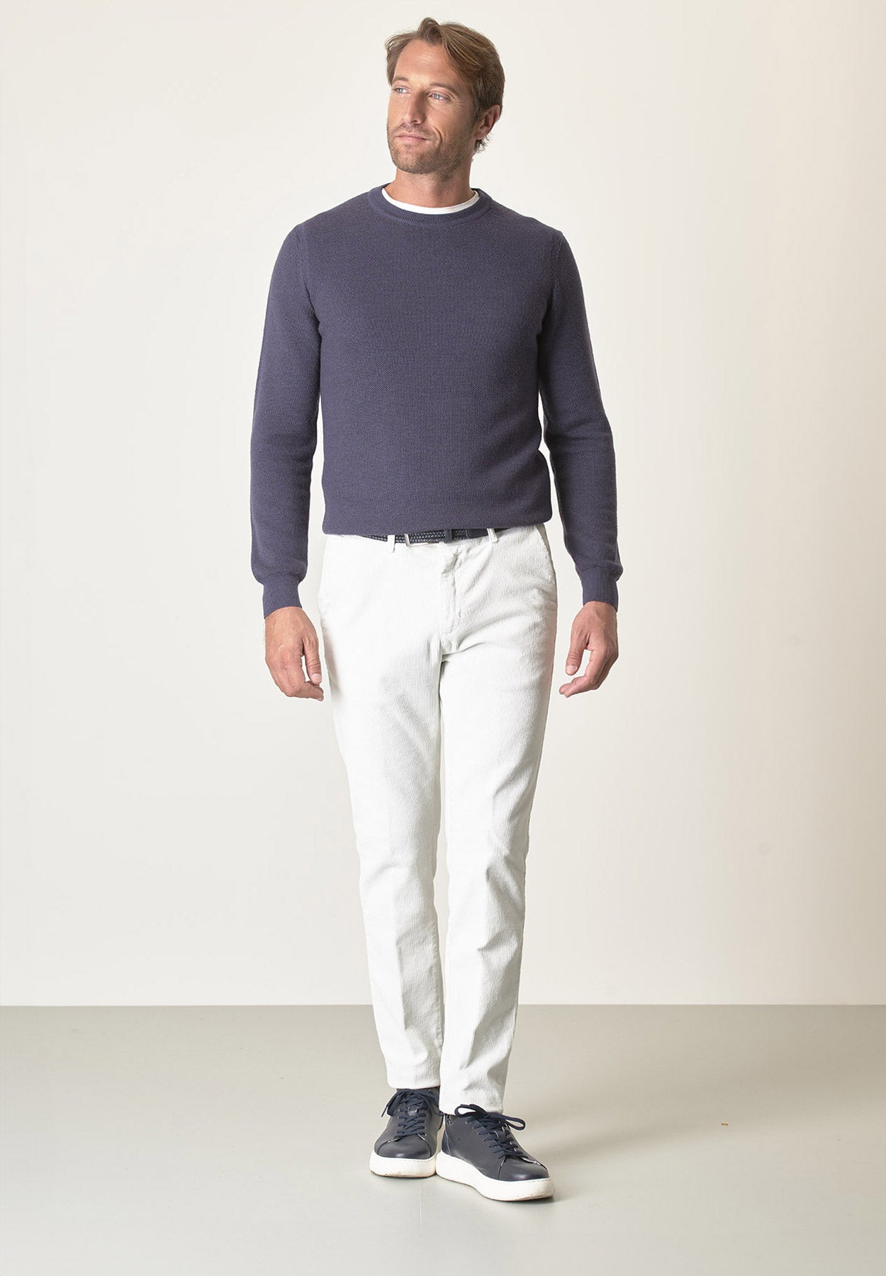 Angelico Pantalone cammello fustagno jacquard cotone slim fit