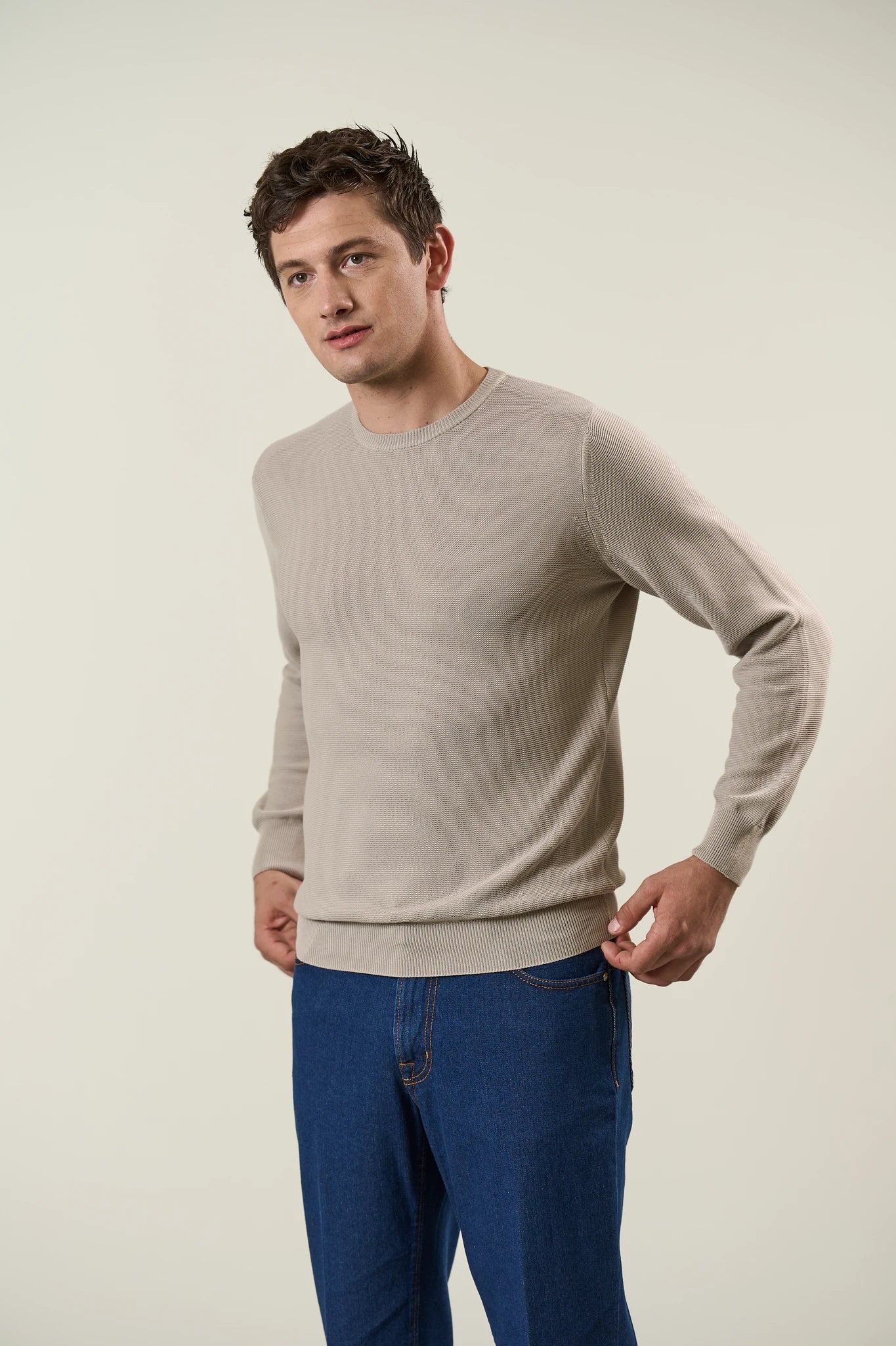 Girocollo grigio chiaro cotone barrè Angelico 1