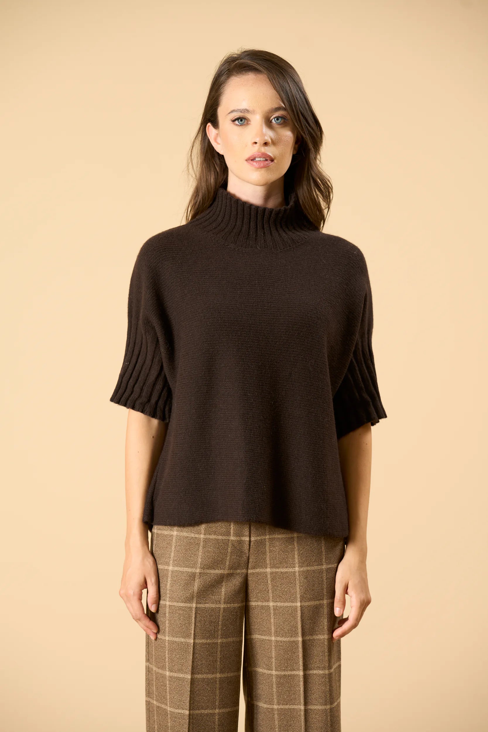 3/4 Sleeve Turtleneck - Brown Angelico 4