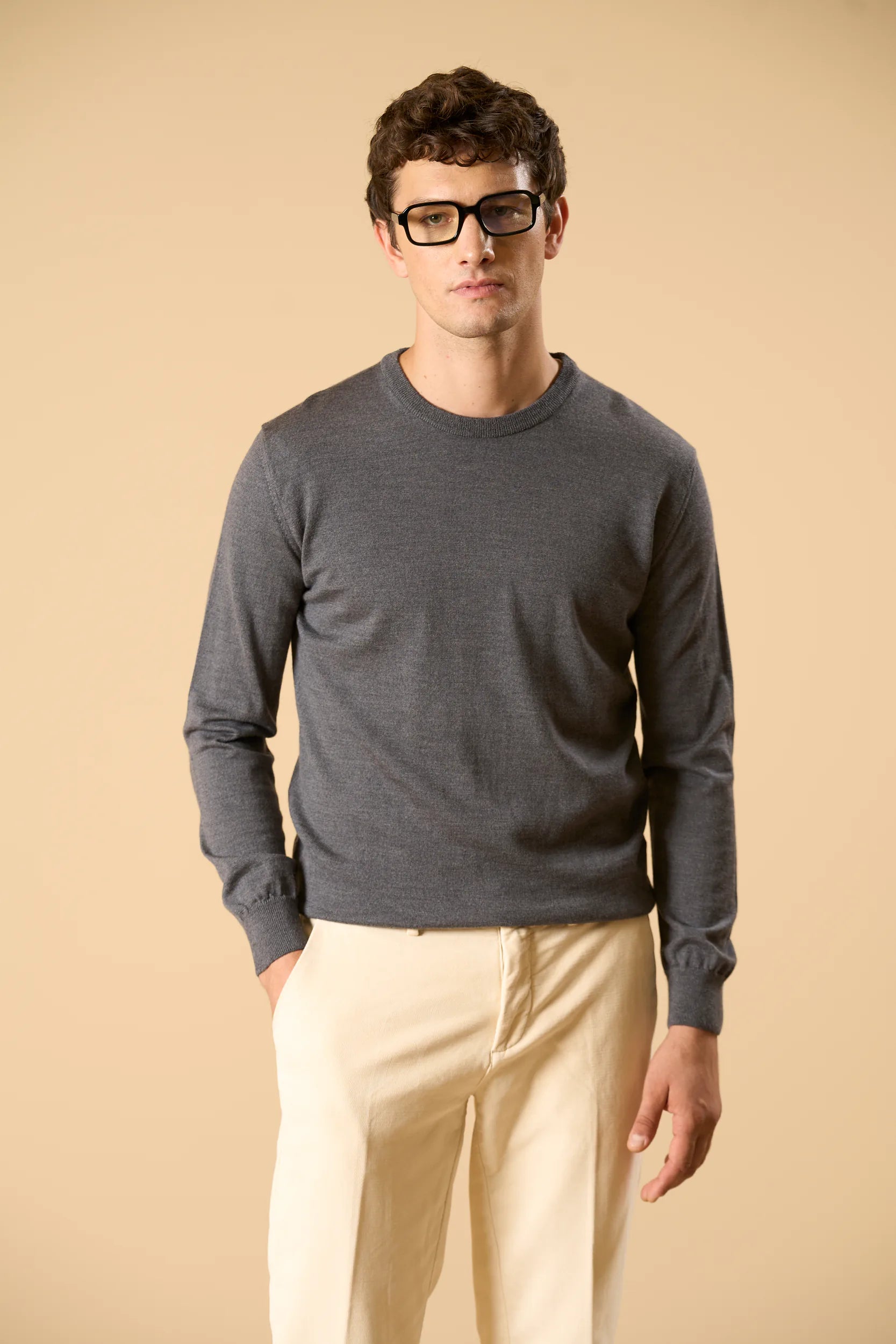 Merino Crew Neck F.12 - Medium Grey Angelico 5