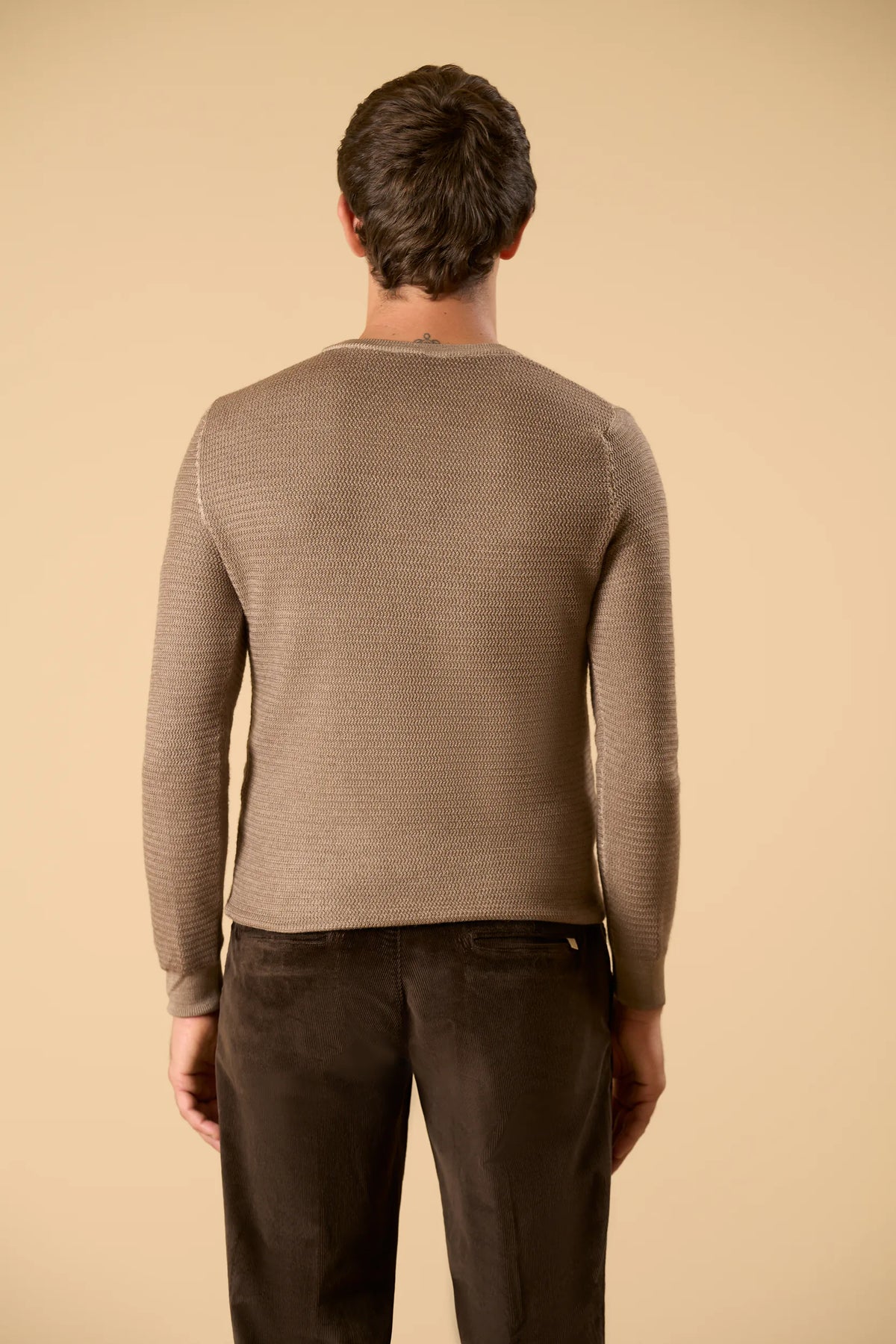 Beiger Rollkragenpullover aus Merinowolle mit Textur Angelico 3