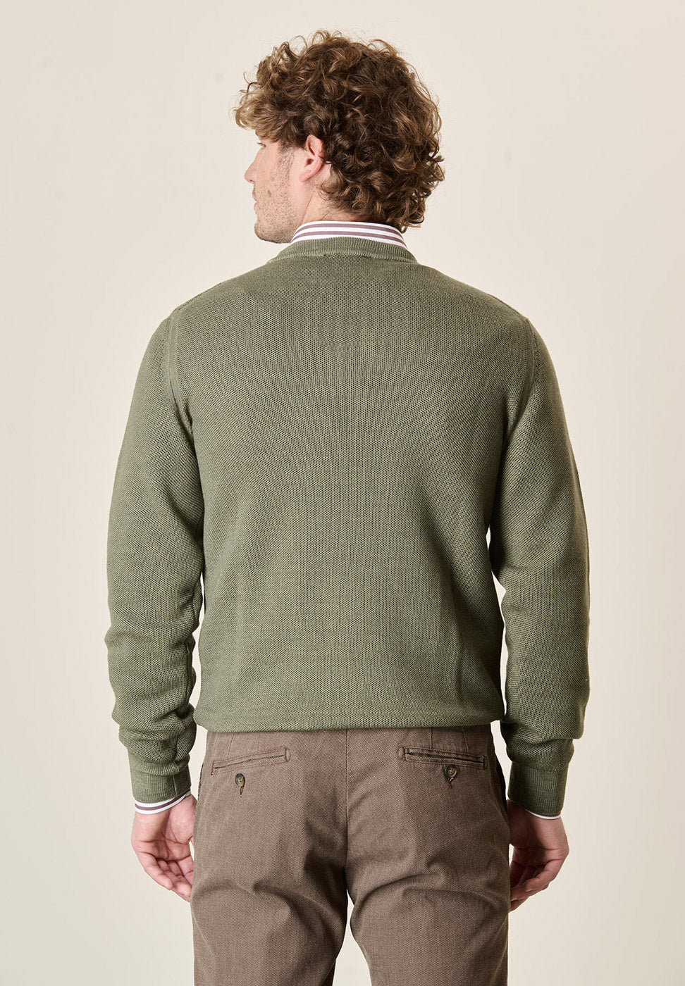 Girocollo verde nido d'ape lana merinos Angelico 3