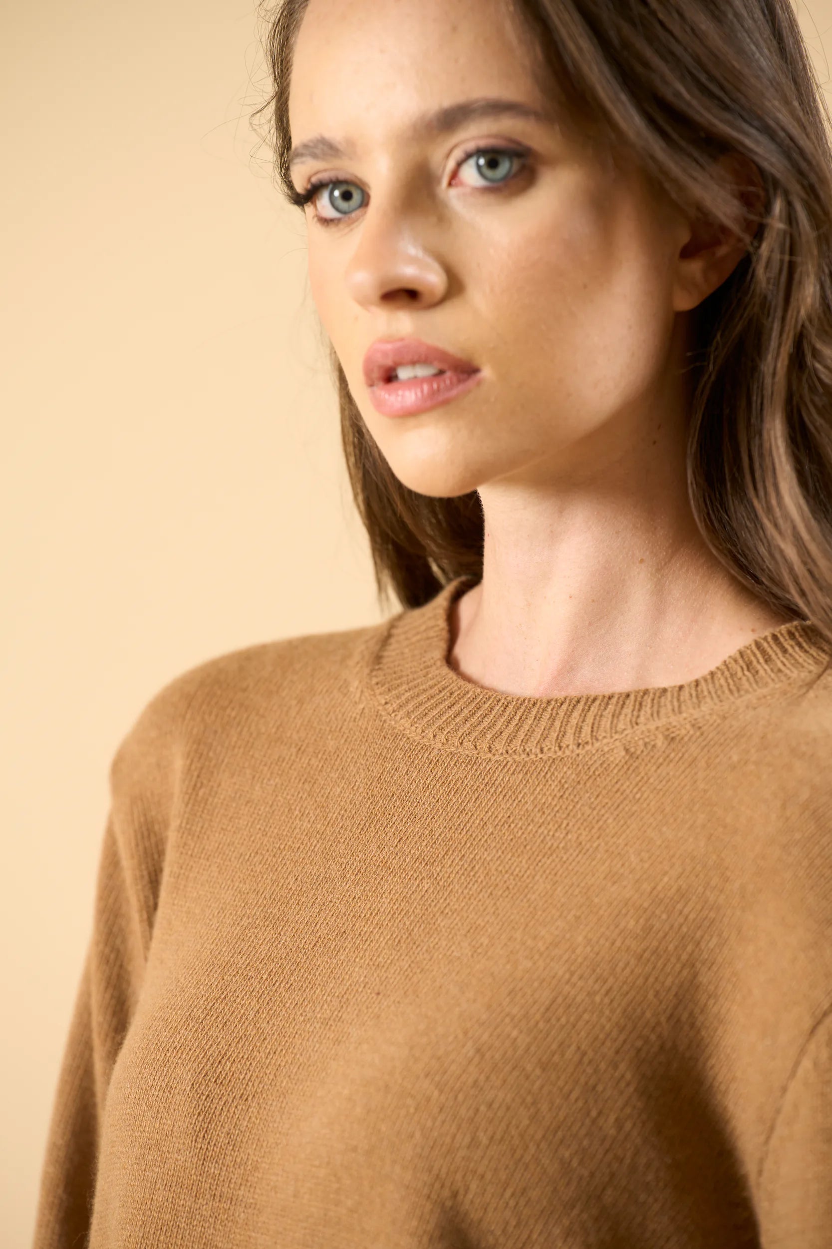 Crew Neck Slit Back - Camel Angelico 3