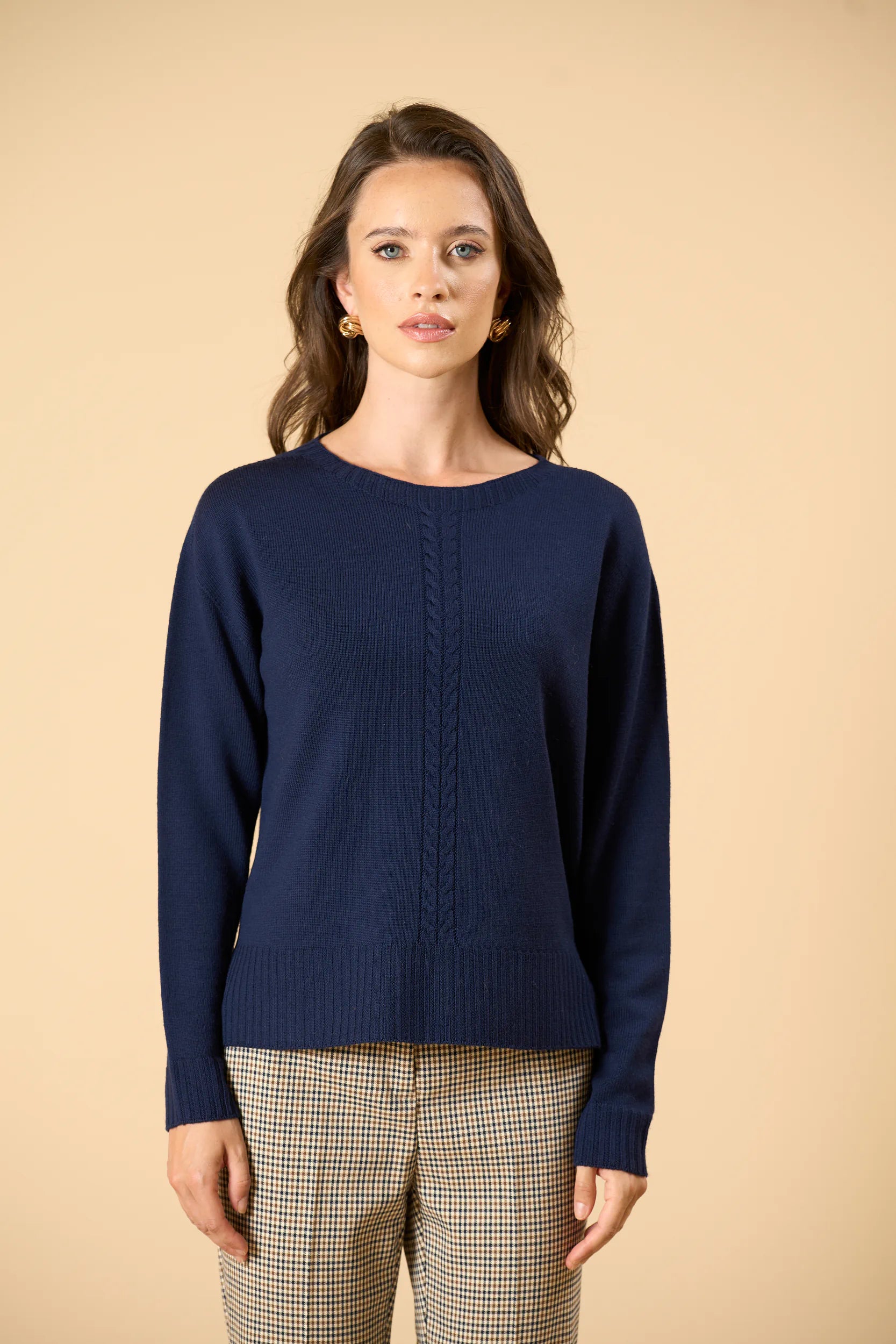 Girocollo blu lana treccia Angelico 5