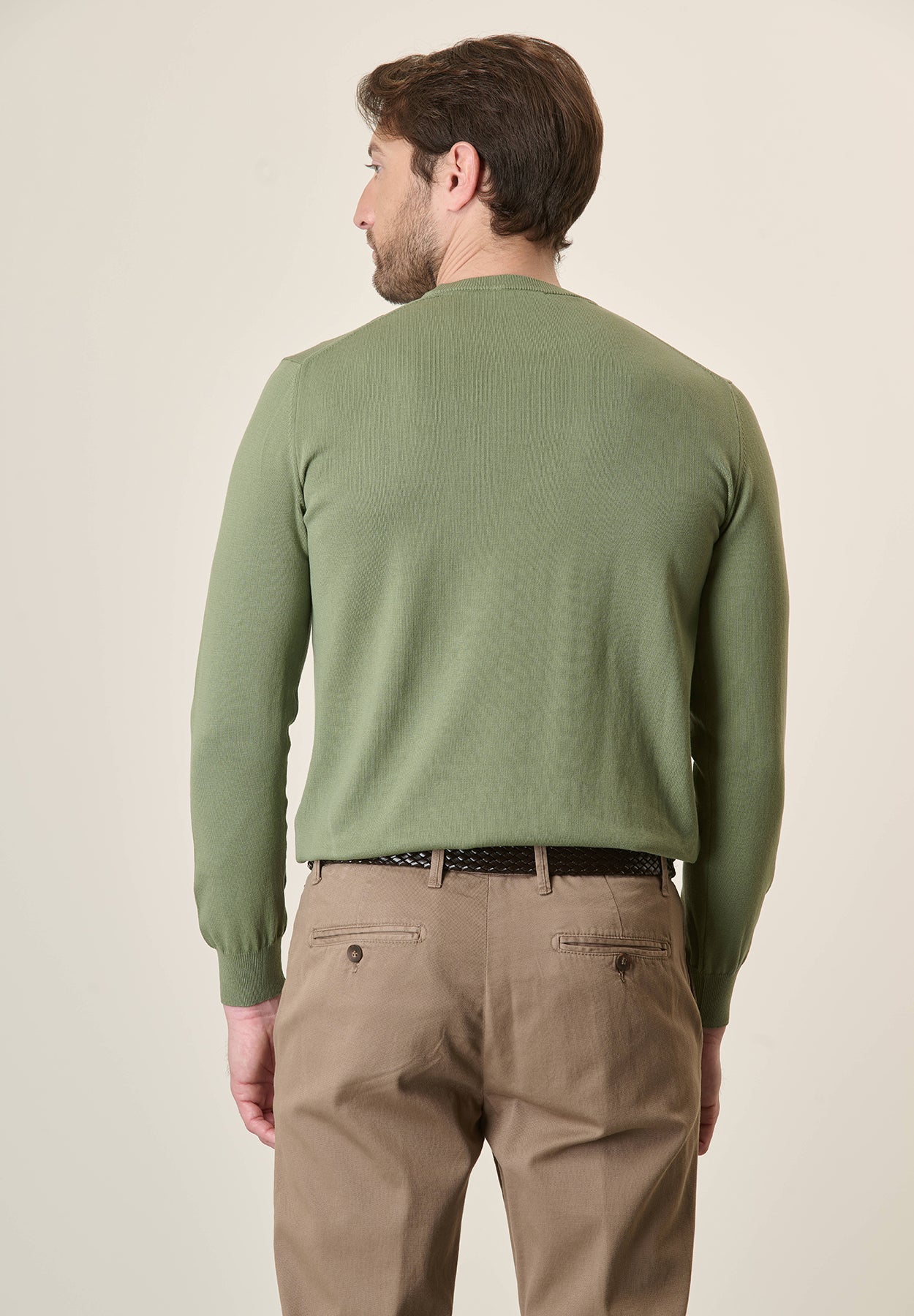 Military green cotton crewneck