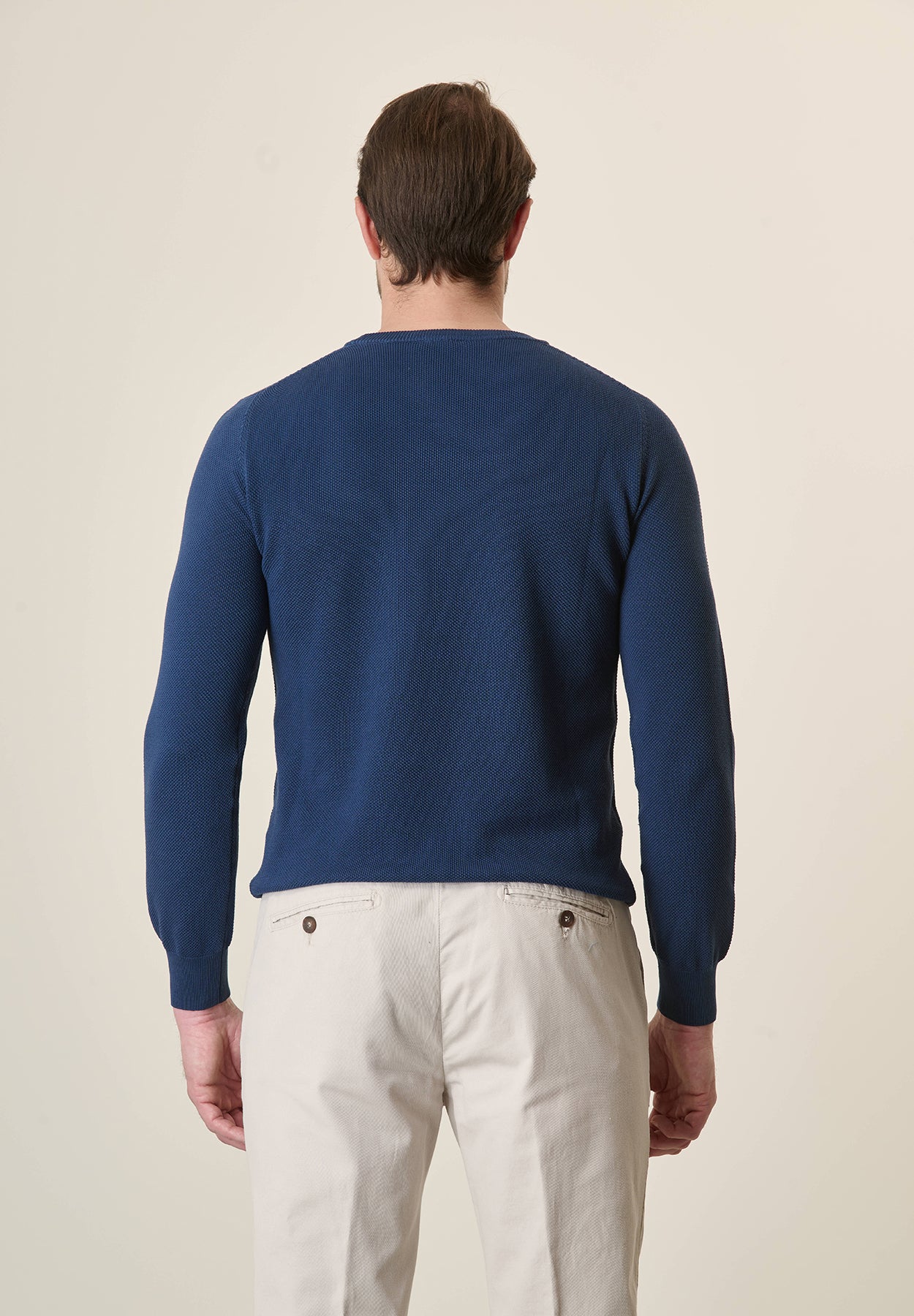 Blue rice grain cotton crewneck