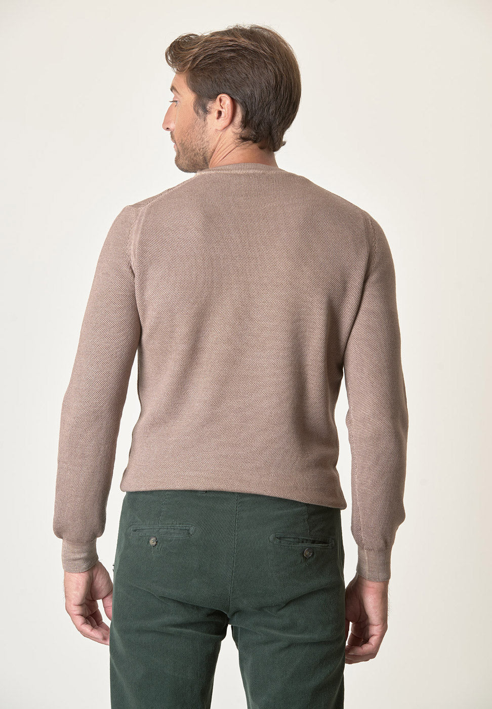 Girocollo beige nido d'ape lana merinos Angelico 2