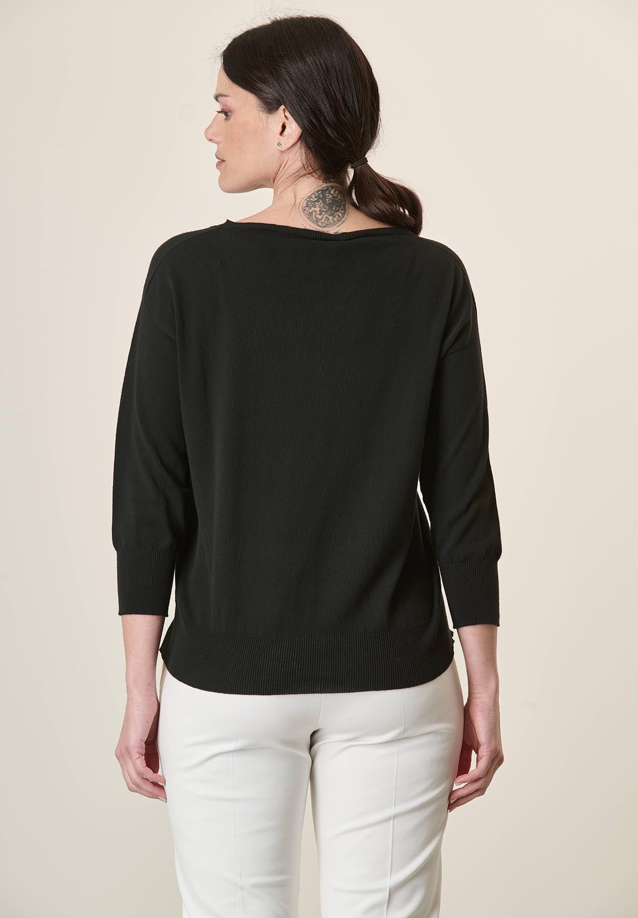 Oversized black crewneck with slits