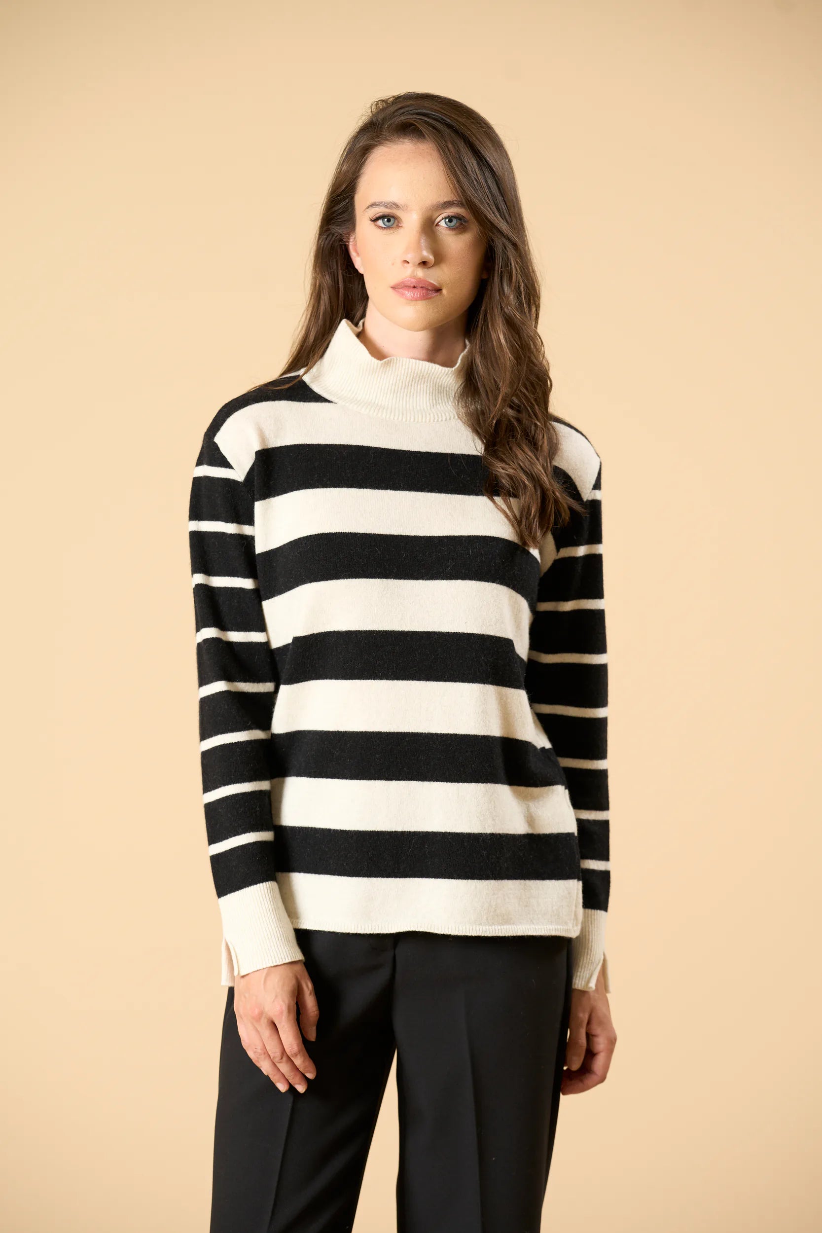 Striped Polo Neck - Cream/Black Angelico 4