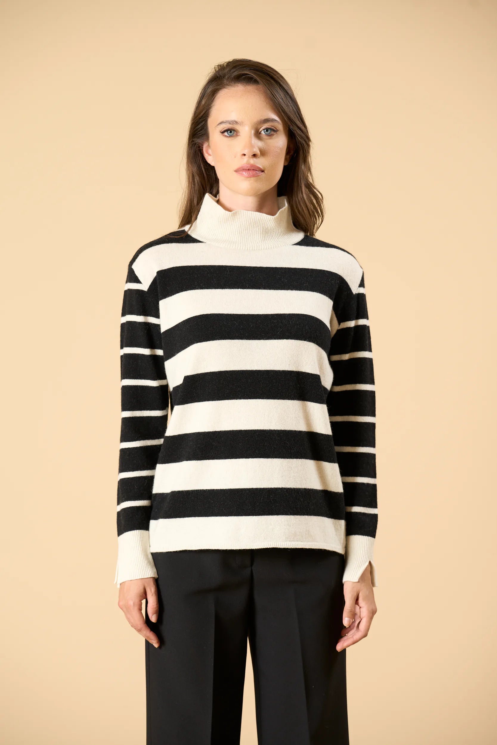 Striped Polo Neck - Cream/Black Angelico 5