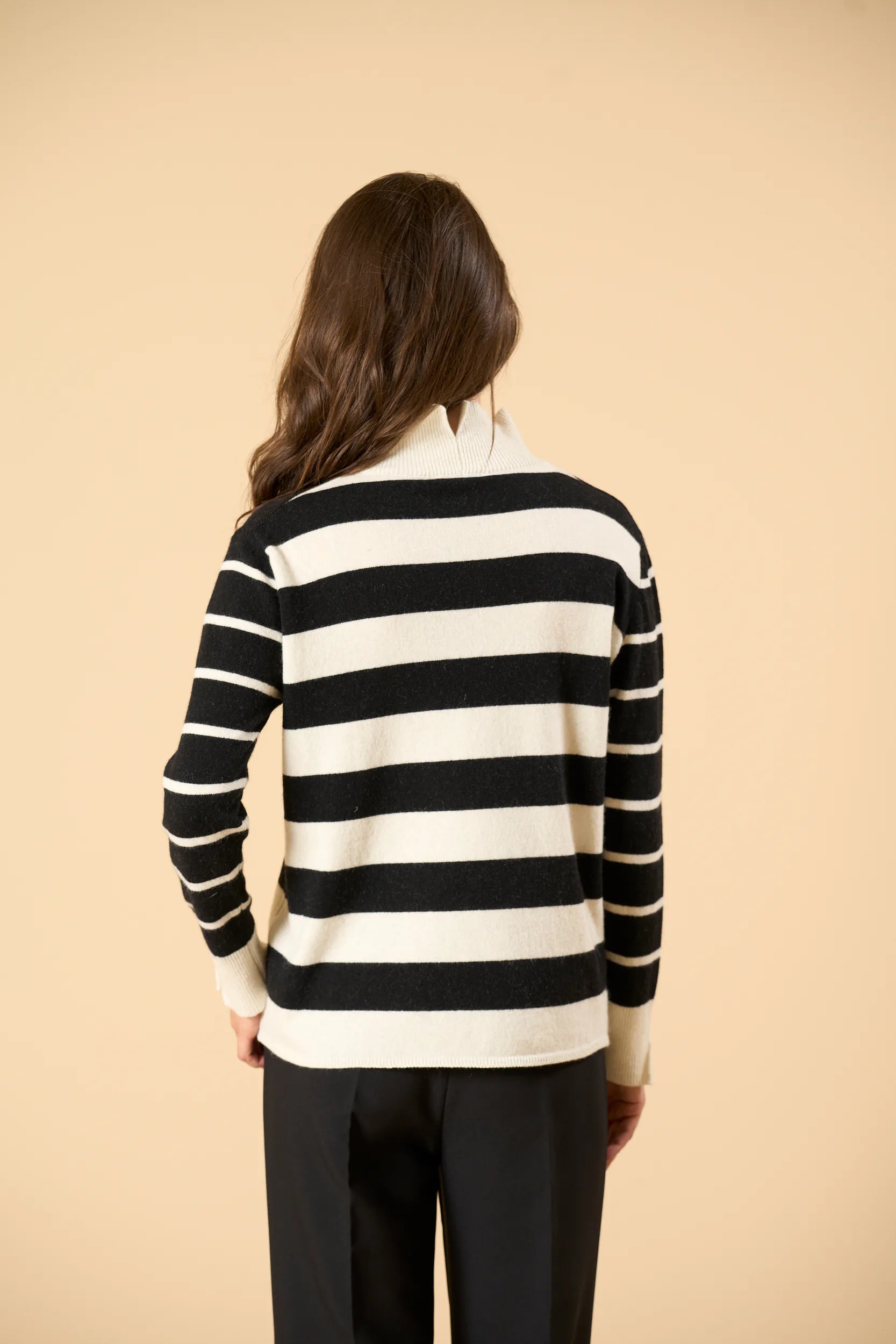 Striped Polo Neck - Cream/Black Angelico 6
