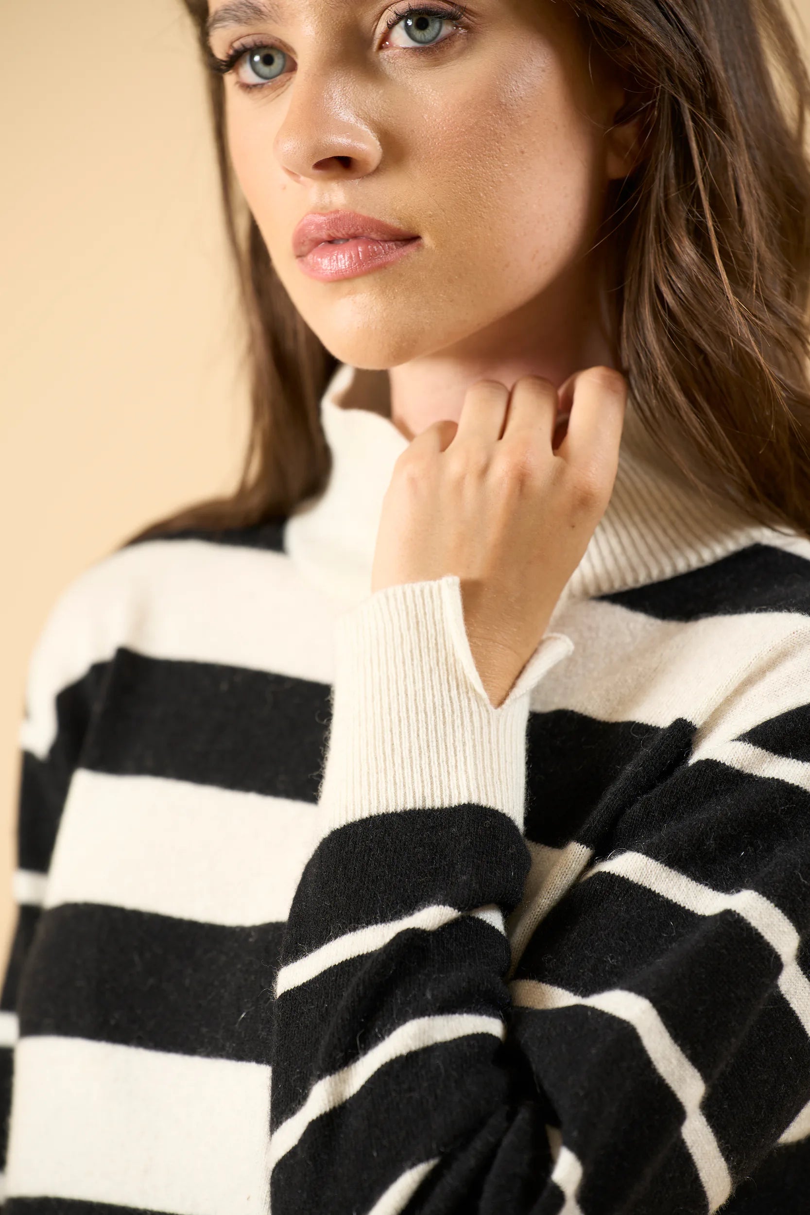 Striped Polo Neck - Cream/Black Angelico 3