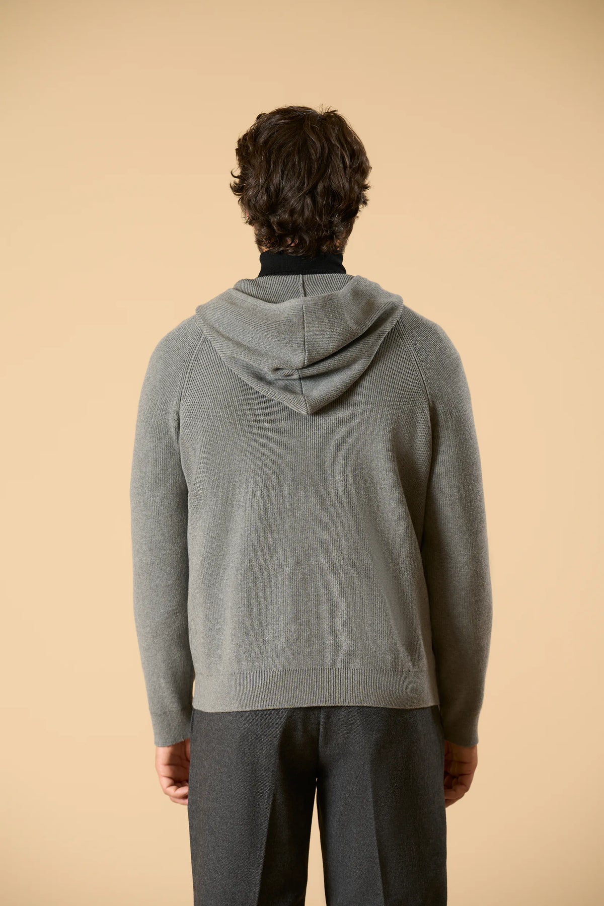 Graues Kapuzen-Sweatshirt aus Baumwolle mit durchgehendem Reißverschluss Angelico 6
