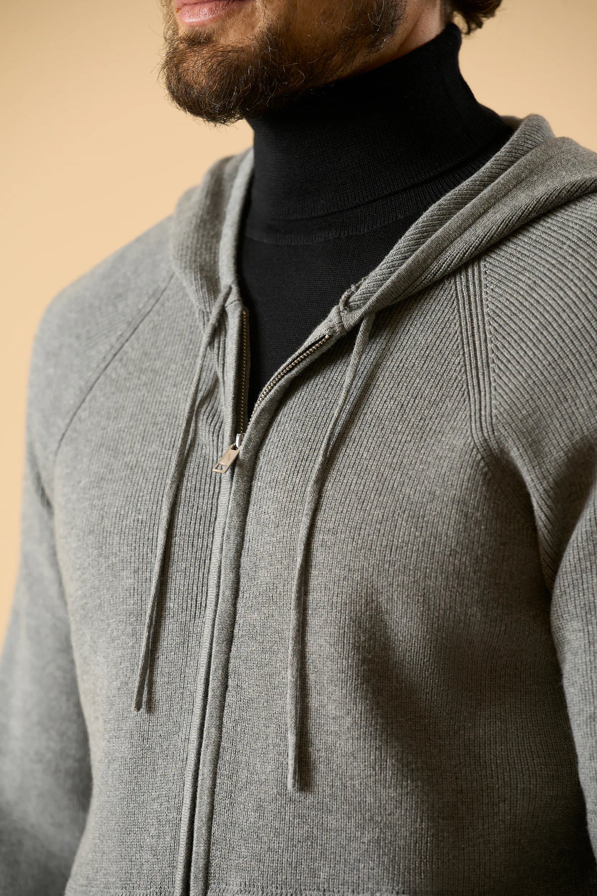 Graues Kapuzen-Sweatshirt aus Baumwolle mit durchgehendem Reißverschluss Angelico 2