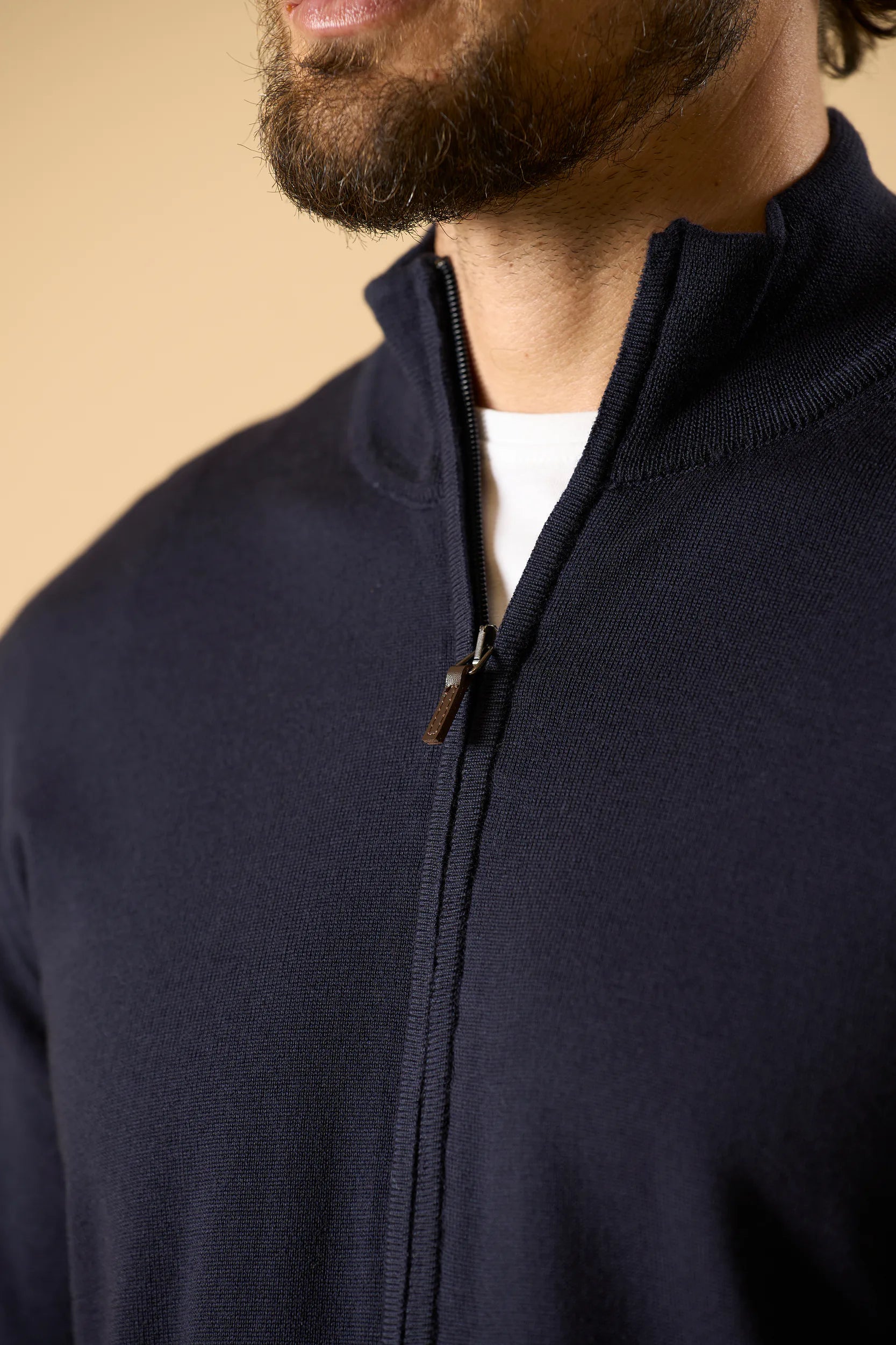 Maglia full zip blu lana merinos extrafine Angelico 2