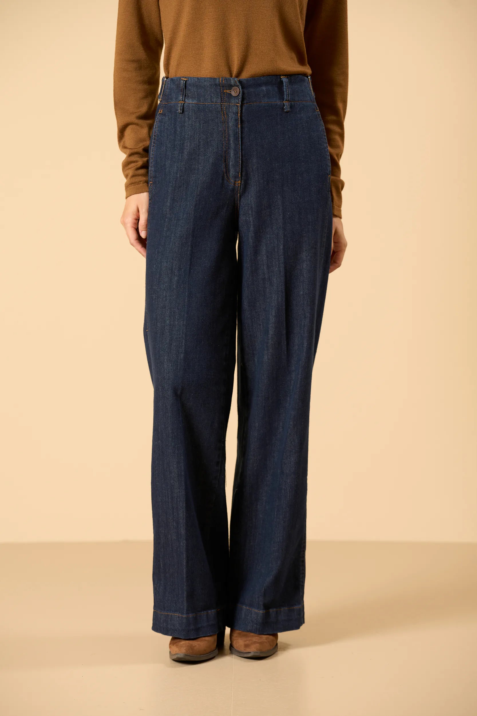Jeans palazzo lavaggio scuro cotone stretch Angelico 3