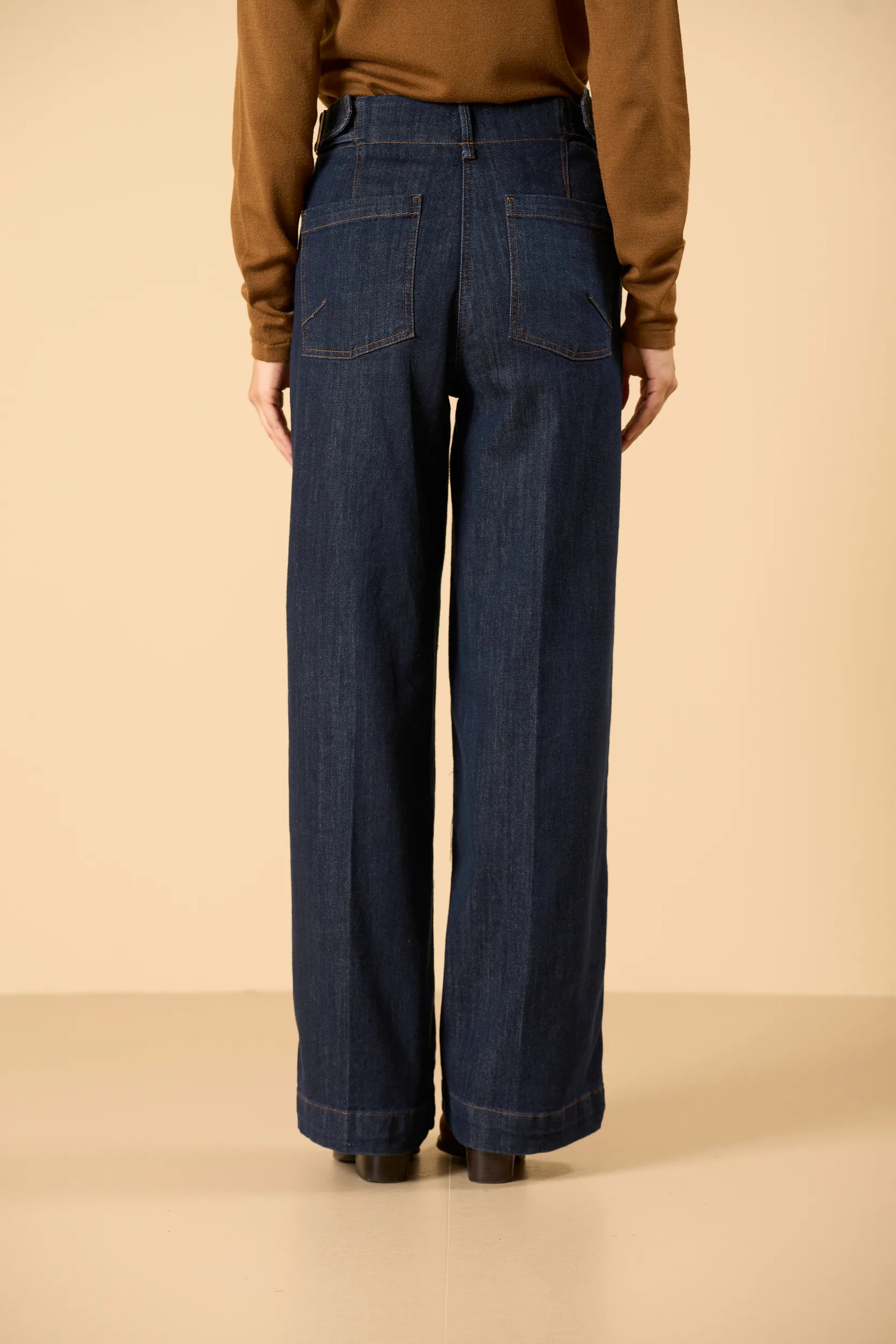 Jeans palazzo lavaggio scuro cotone stretch Angelico 4