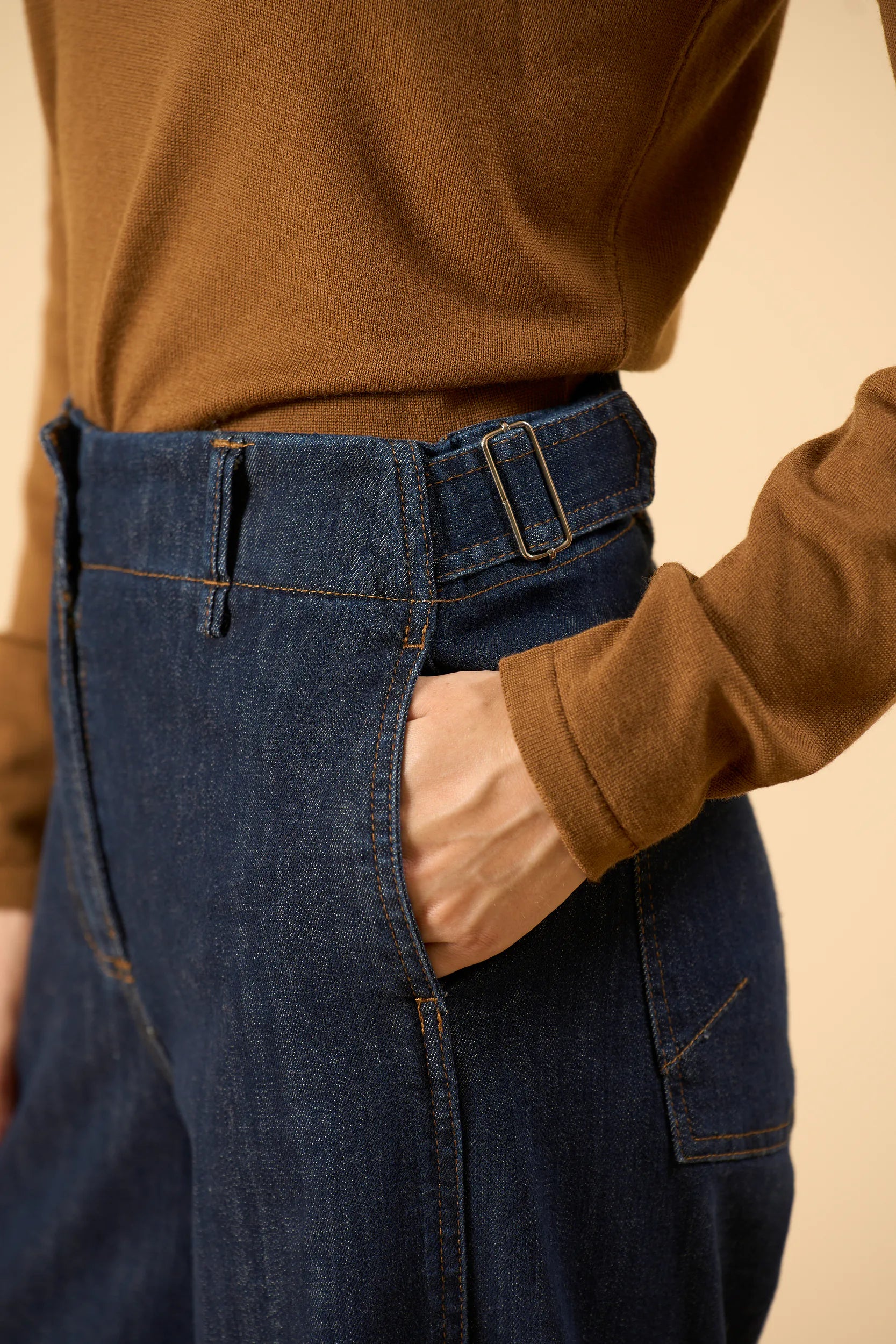 Jeans palazzo lavaggio scuro cotone stretch Angelico 2