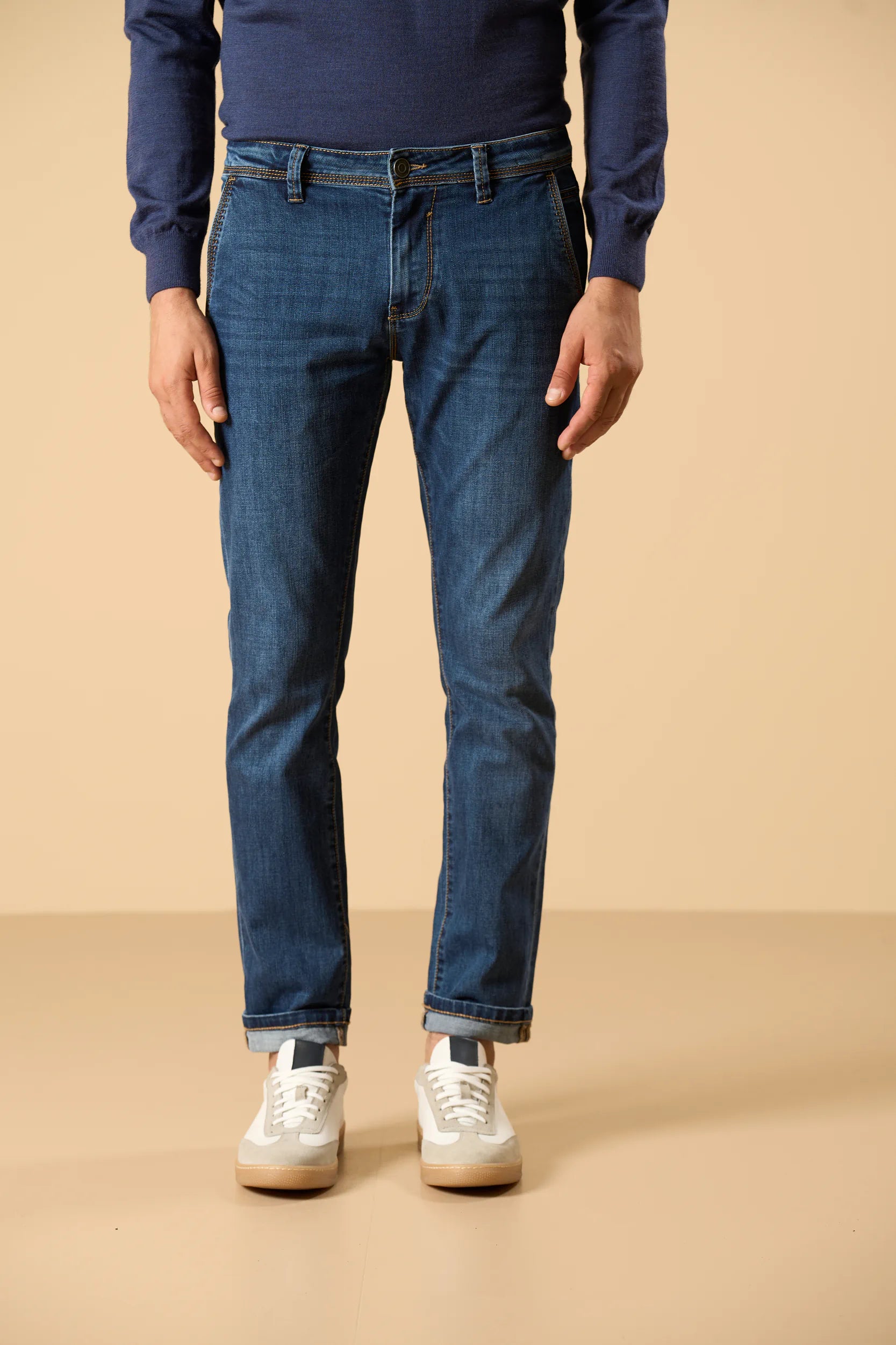 Jeans lavaggio medio america cotone stretch custom fit Angelico 4