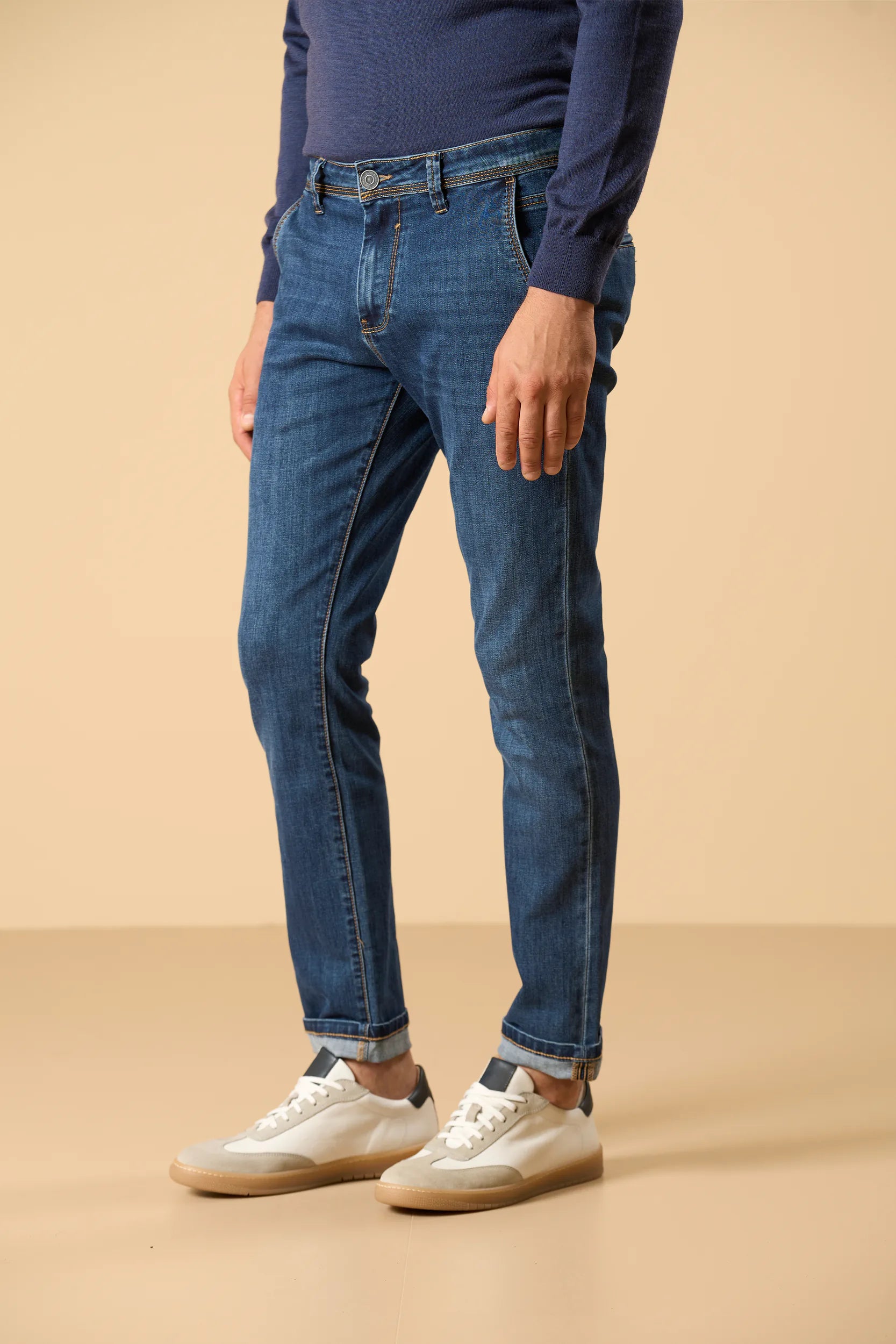 Jeans lavaggio medio america cotone stretch custom fit Angelico 1