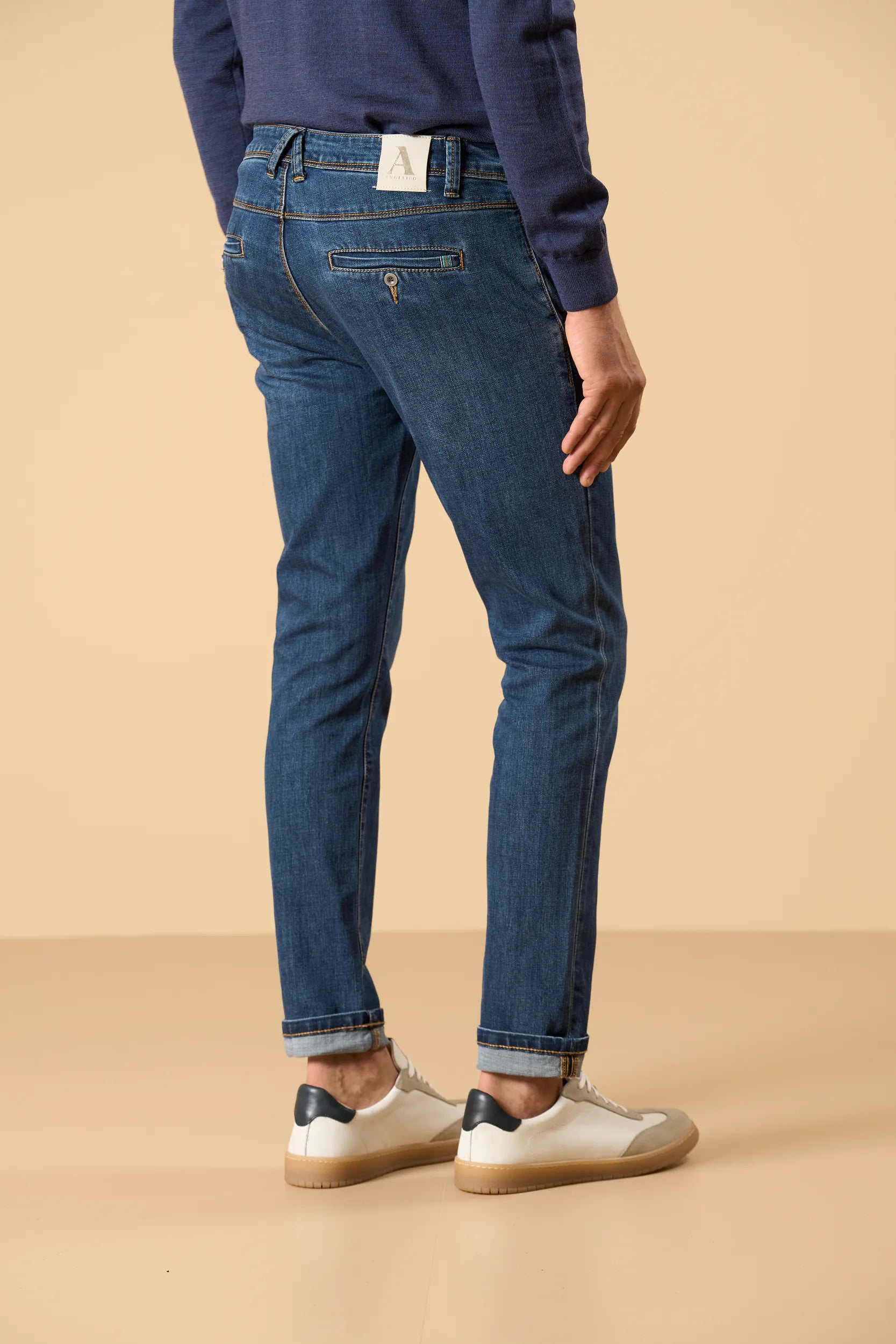 Jeans lavaggio medio america cotone stretch custom fit Angelico 5