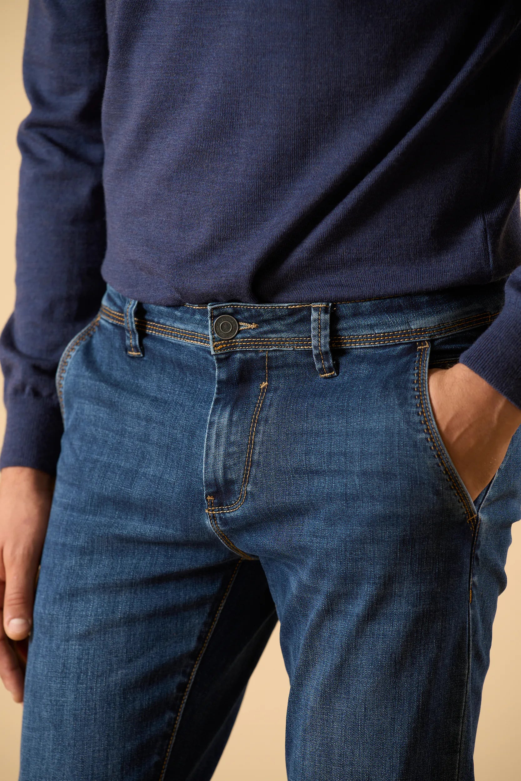 Jeans lavaggio medio america cotone stretch custom fit Angelico 2