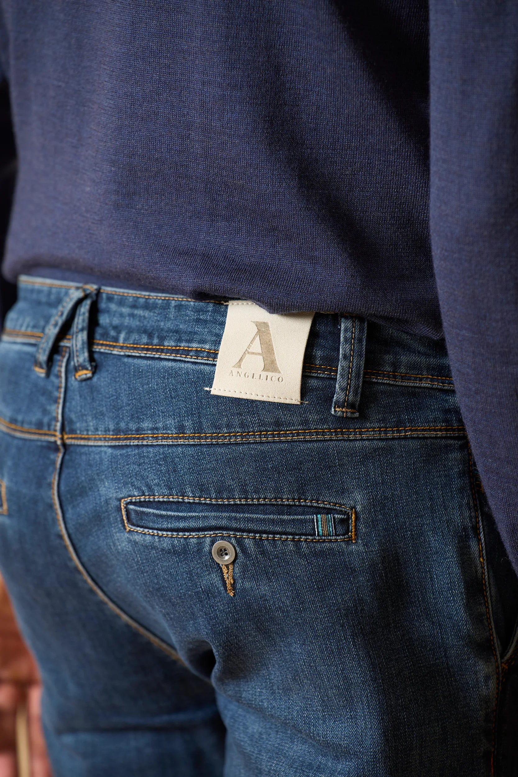 Jeans lavaggio medio america cotone stretch custom fit Angelico 3