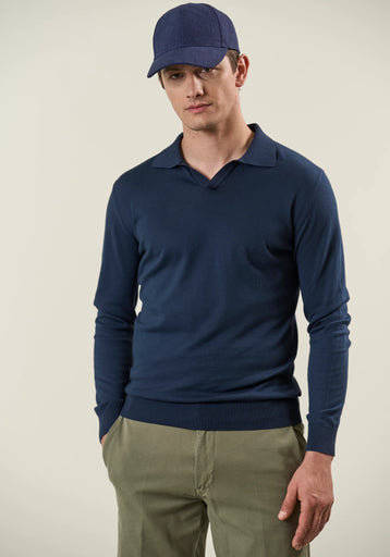 Crepe Cotton Derby Shirt - Blue