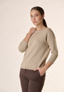 Maglia beige barchetta manica 3/4 cotone-Angelico